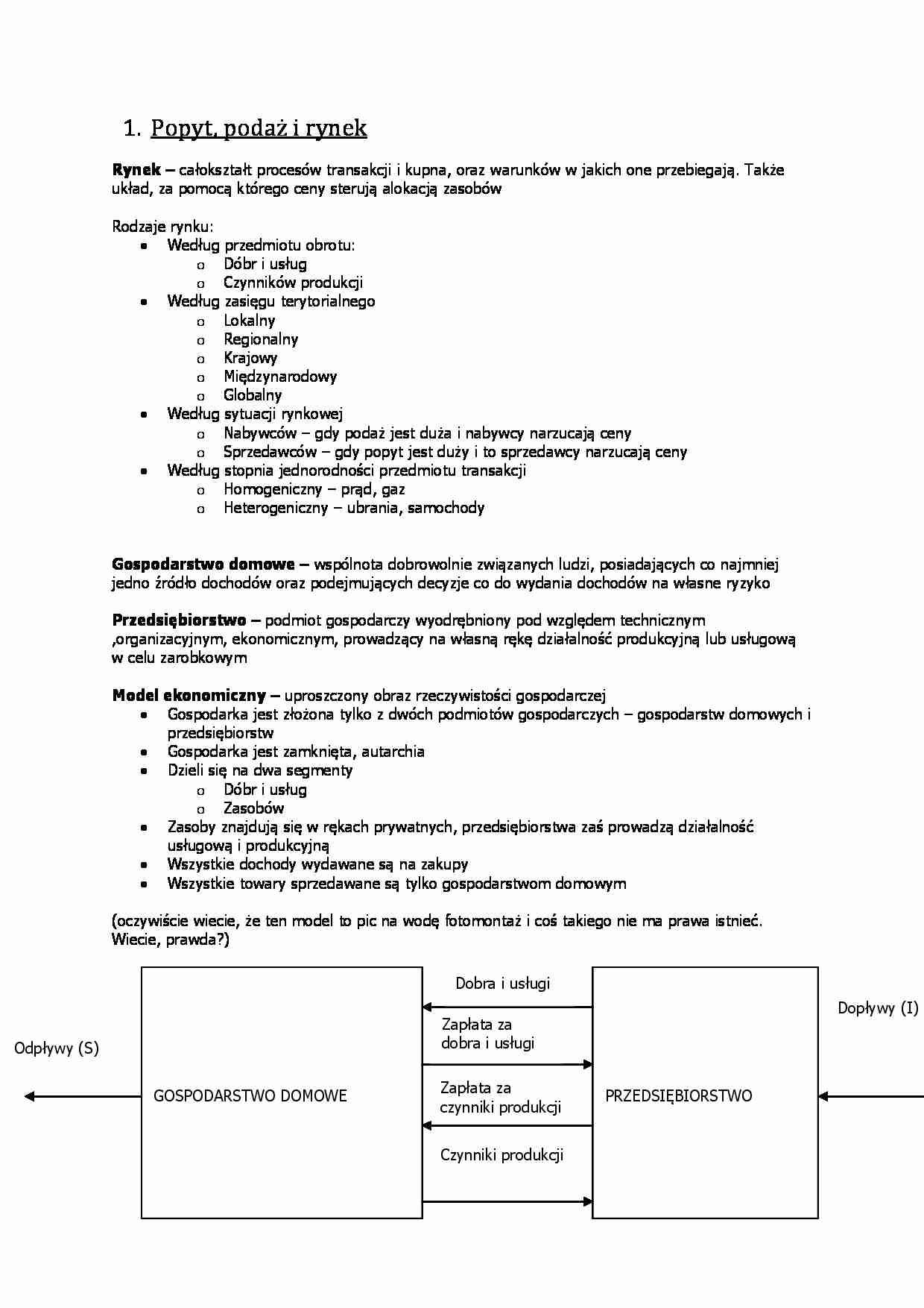 Popyt, podaż i rynek - Cena równowagi rynkowej - strona 1