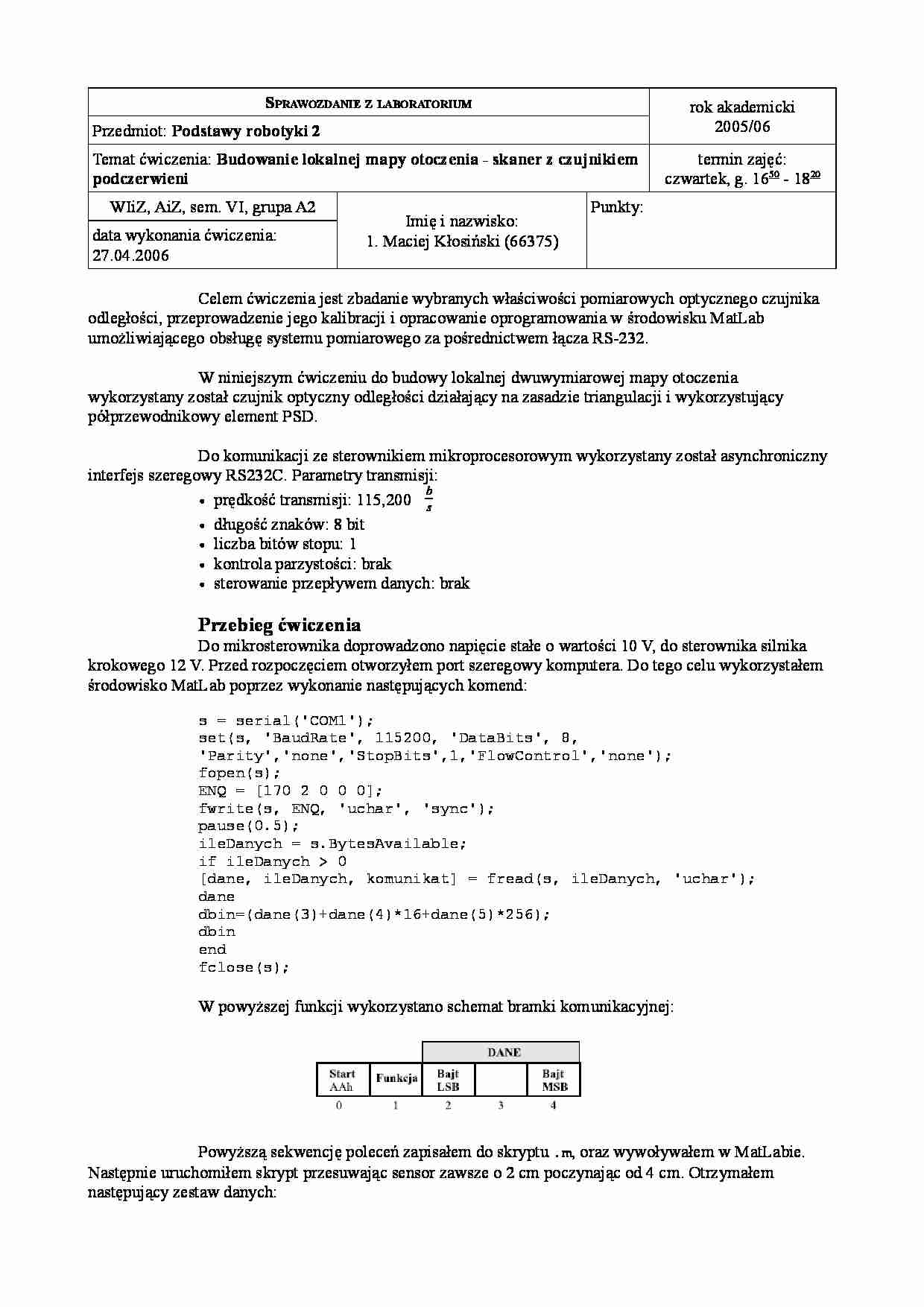 Budowanie lokalnej mapy otoczenia - skaner z czujnikiem podczerwieni 2 - strona 1