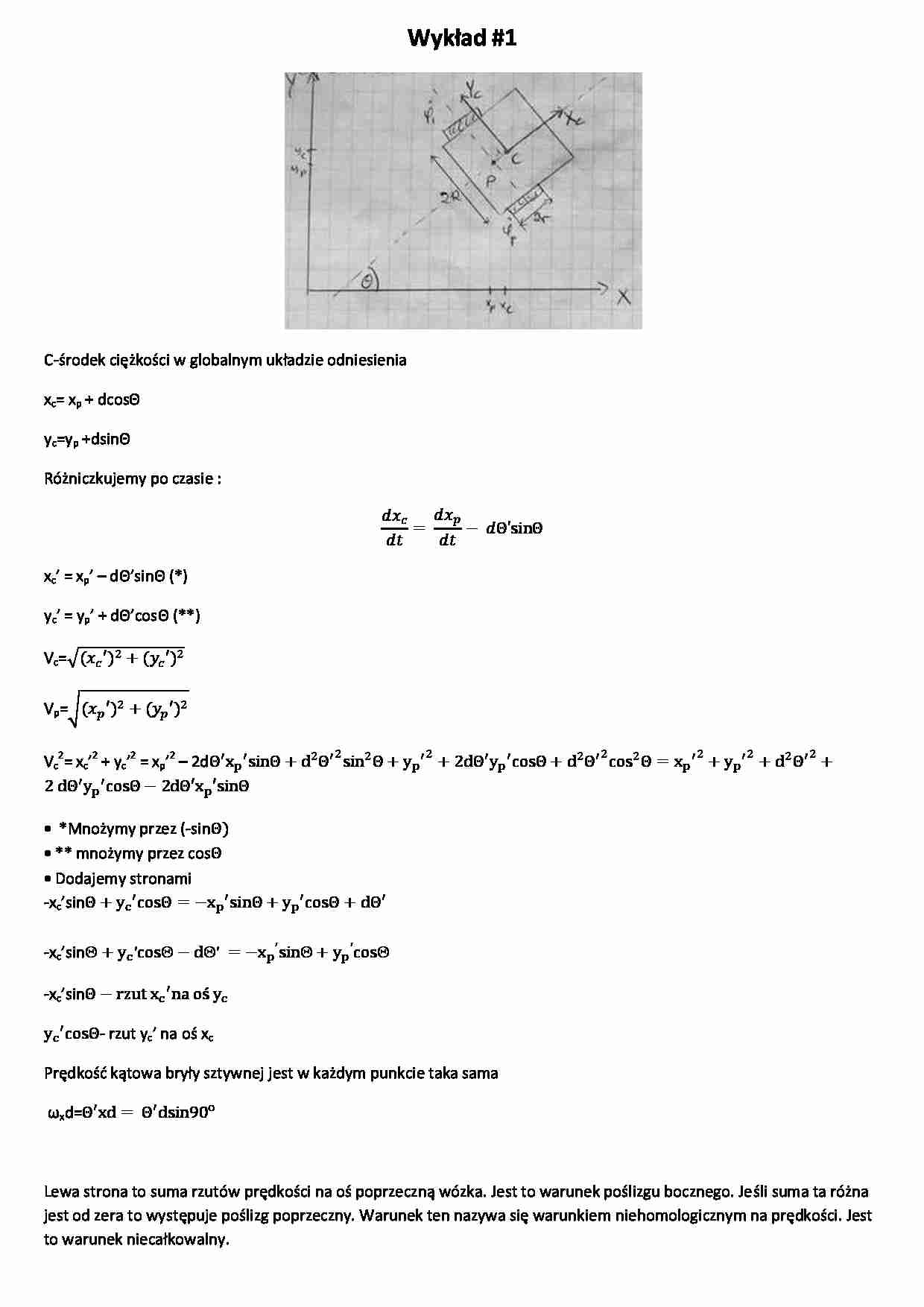 Różniczkowanie, warunek poslizgu - wykład - strona 1
