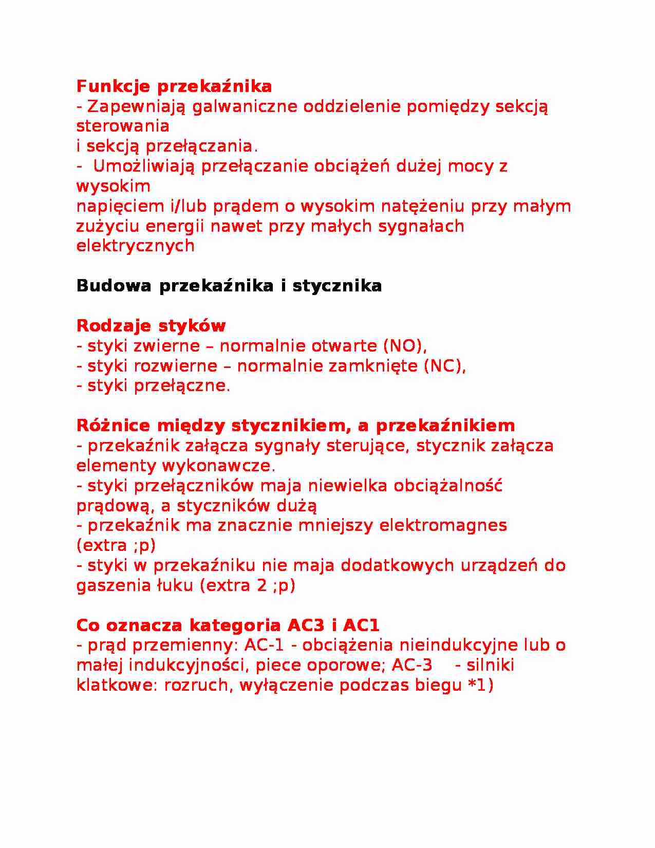 Funkcje, budowa stycznika i przekaźnika - strona 1