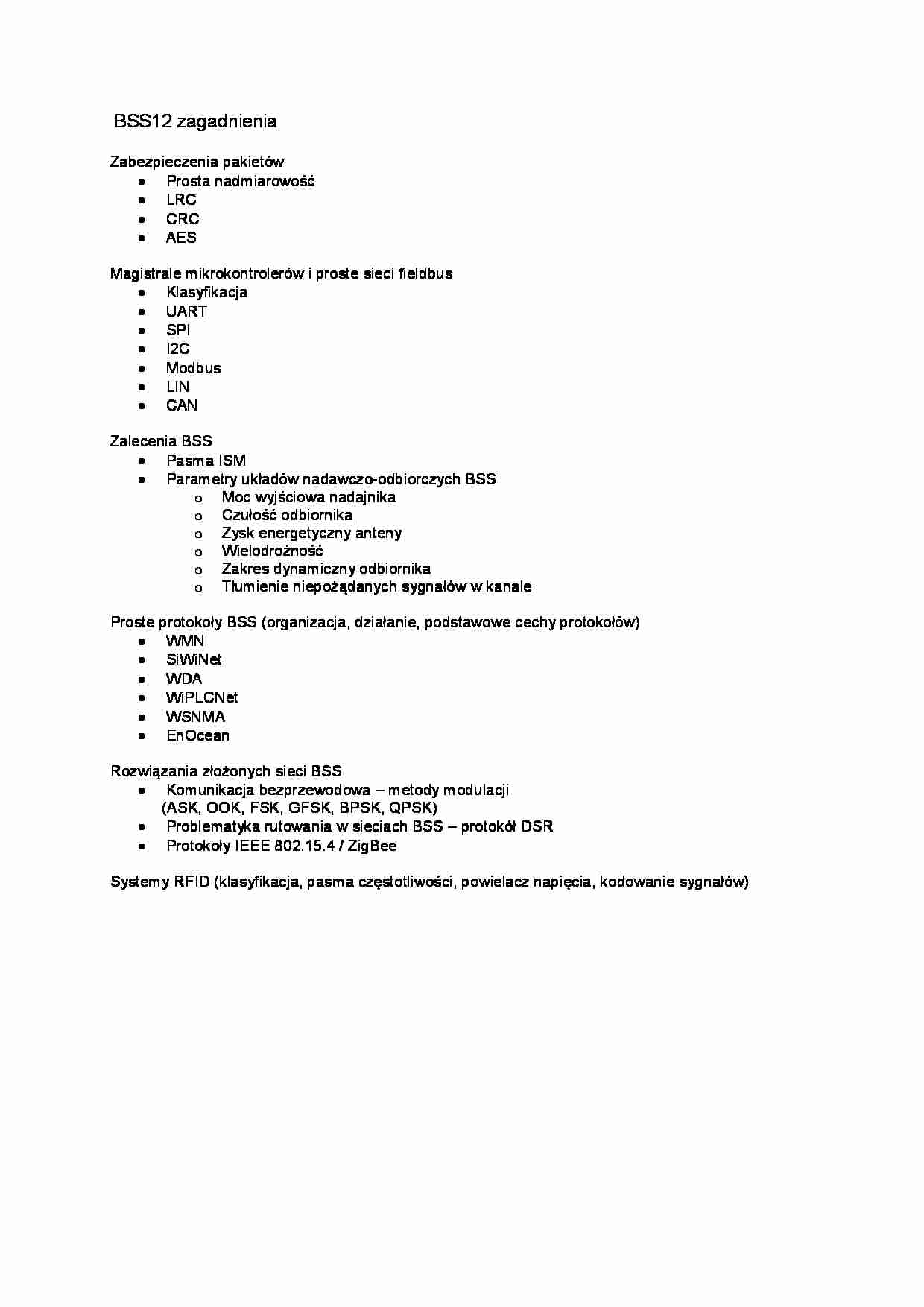 Zagadnienia BSS12  - strona 1