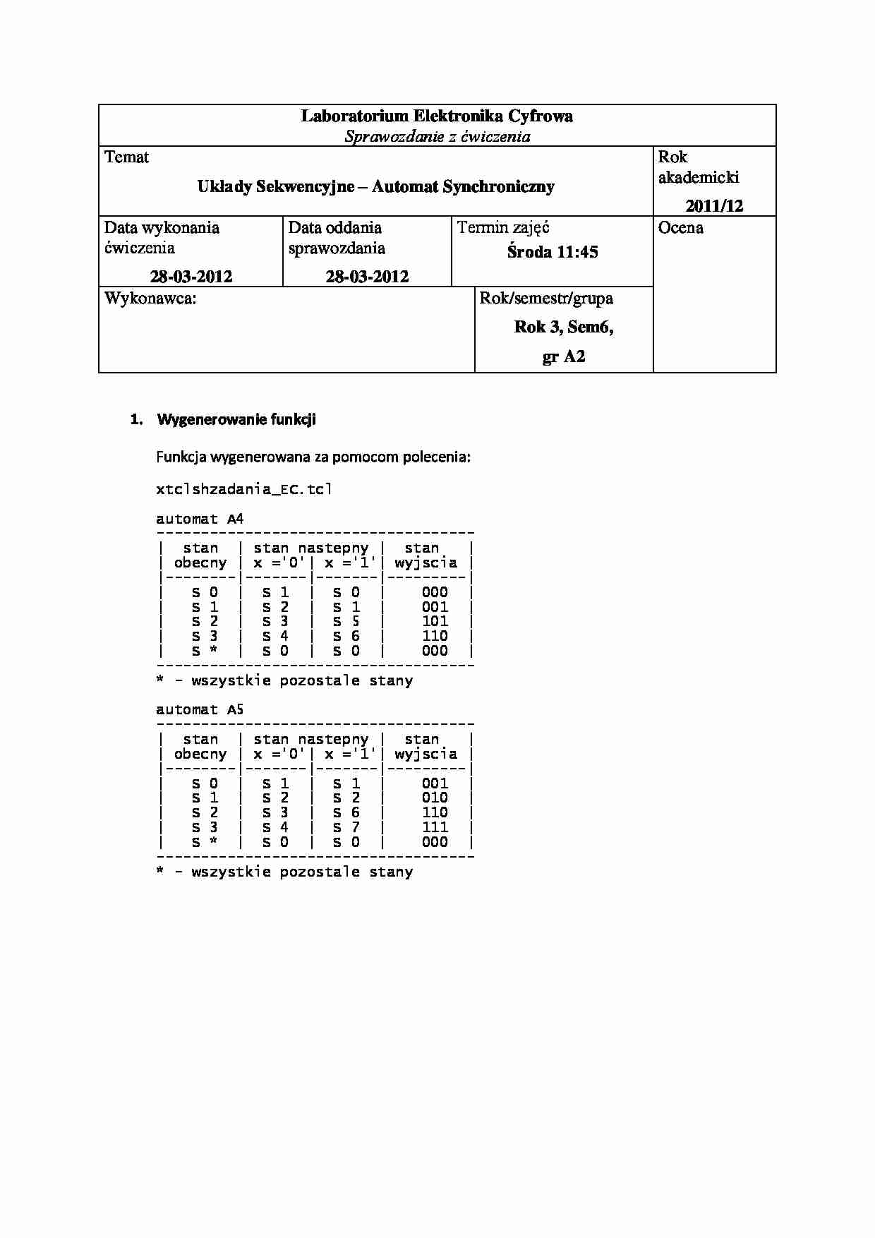 Automat synchroniczny  - strona 1