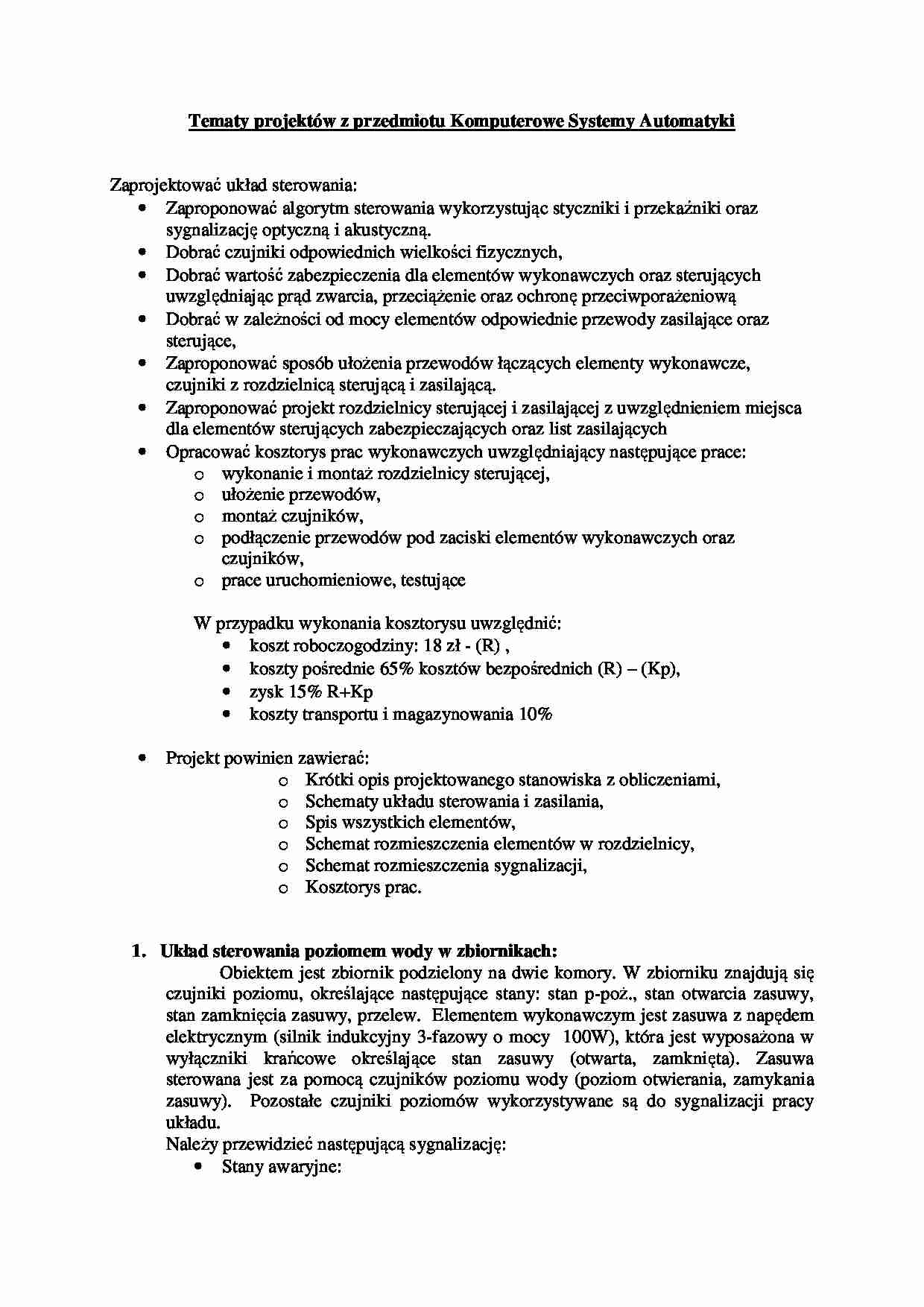 Tematy Projektów - strona 1