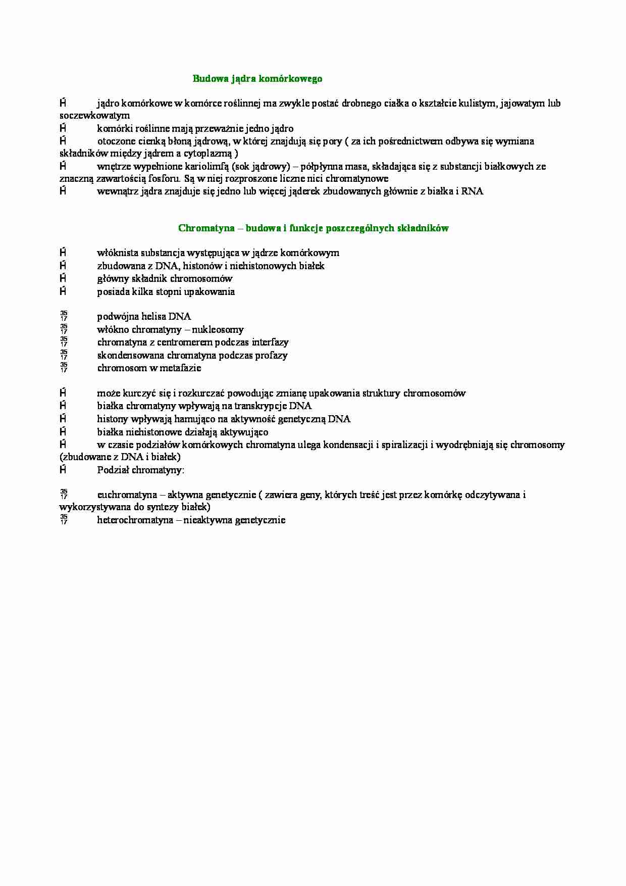 Jądro komórkowe i chromatyna - strona 1