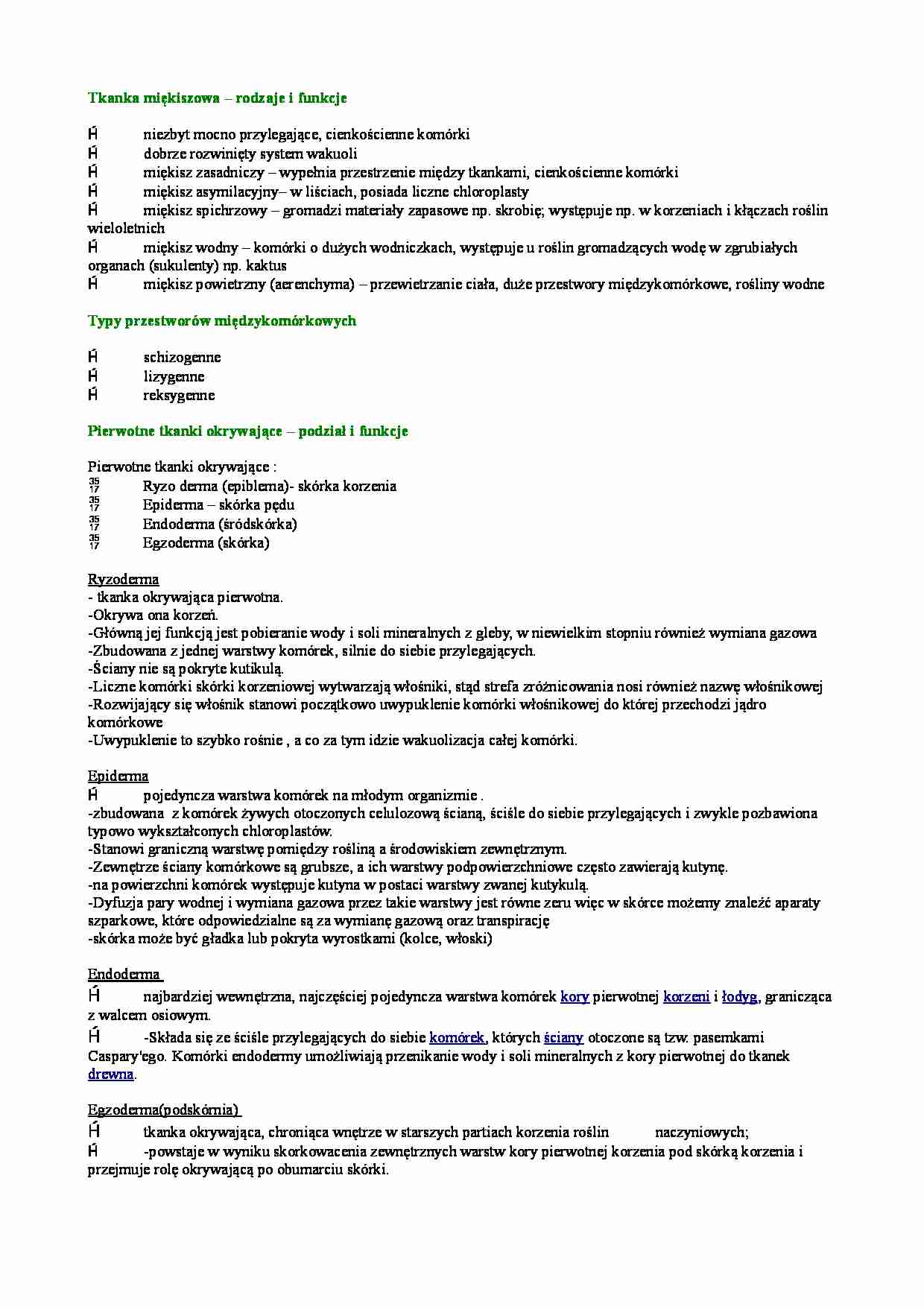 Tkanka miękiszowa i pierwotne tkanki okrywające - strona 1