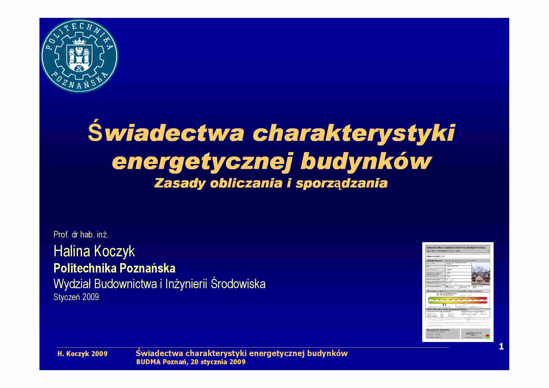 Świadectwa charakterystyki energetycznej budynków - strona 1