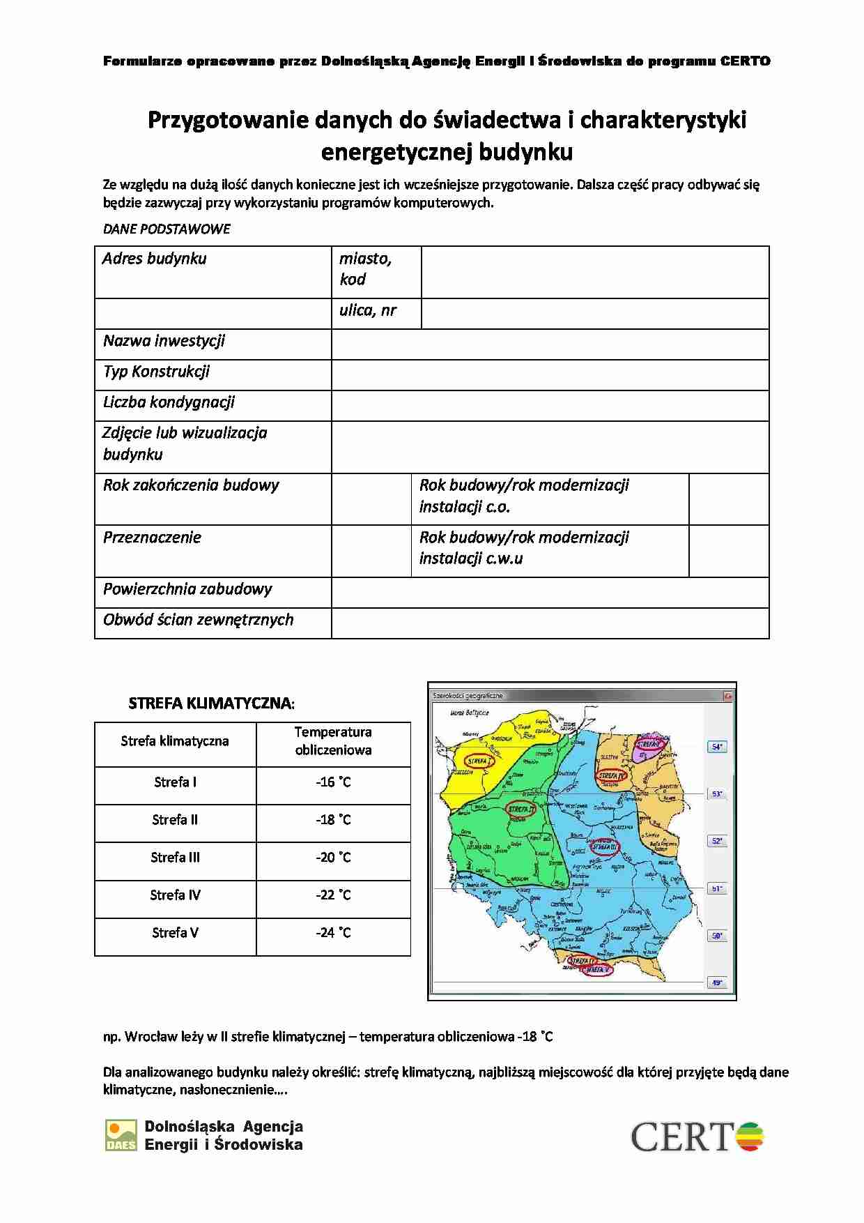 Przygotowanie danych do charakterystyki energetycznej budynku  - strona 1