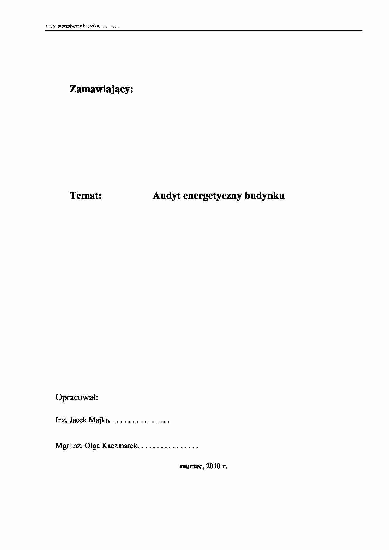 Przykład audytu energetycznego budynku - strona 1