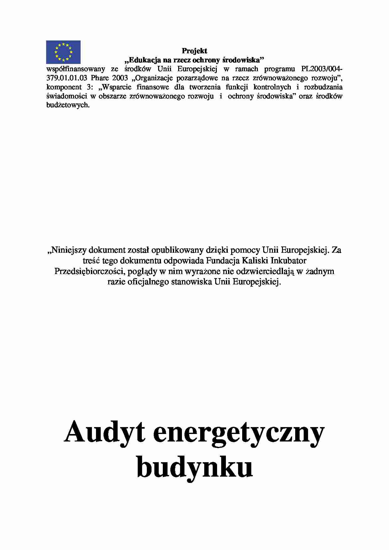 Audyt energetyczny - przykład projektu  - strona 1