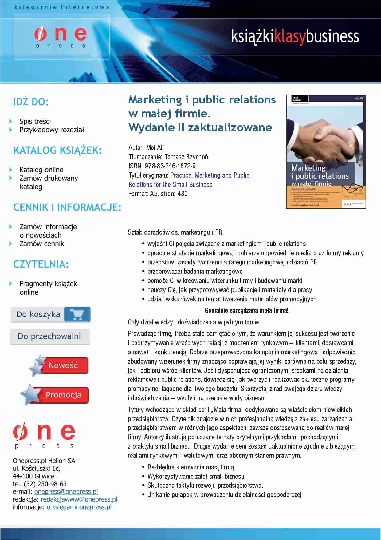 Marketing w małej firmie - reklama i sponsoring - strona 1
