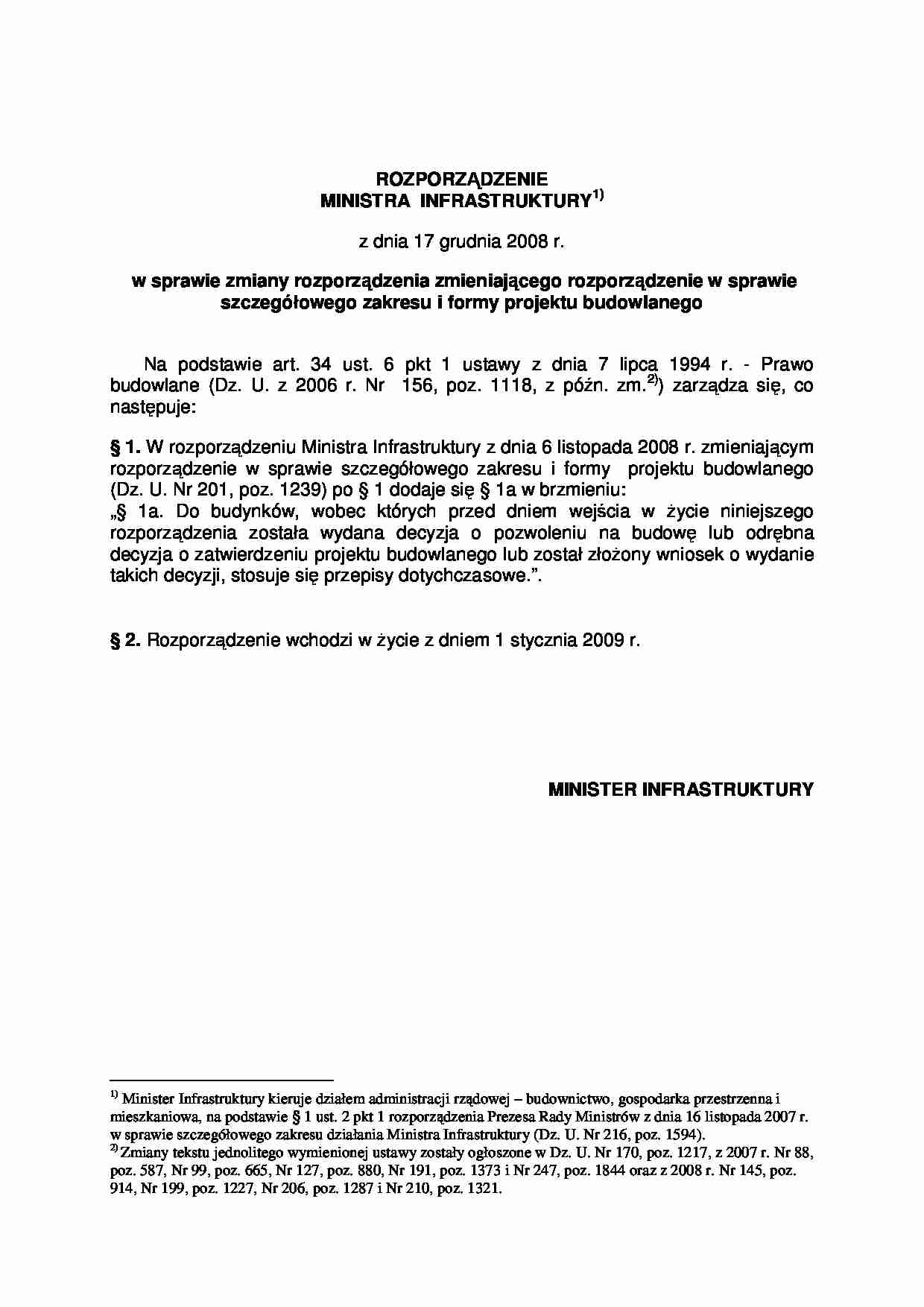 Projekt budowlany - zmiana rozporządzenia - strona 1