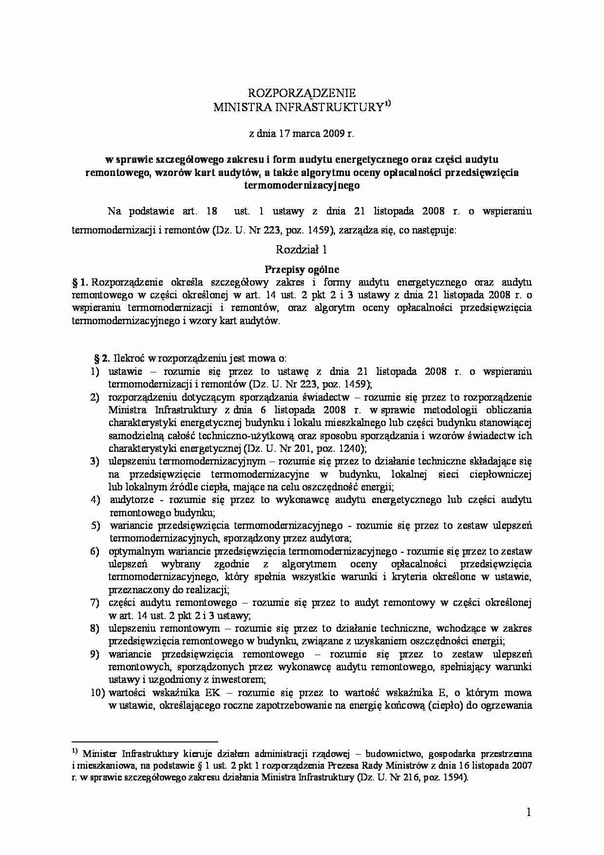 Rozporzadzenie w sprawie zakresu audytu energetycznego - strona 1
