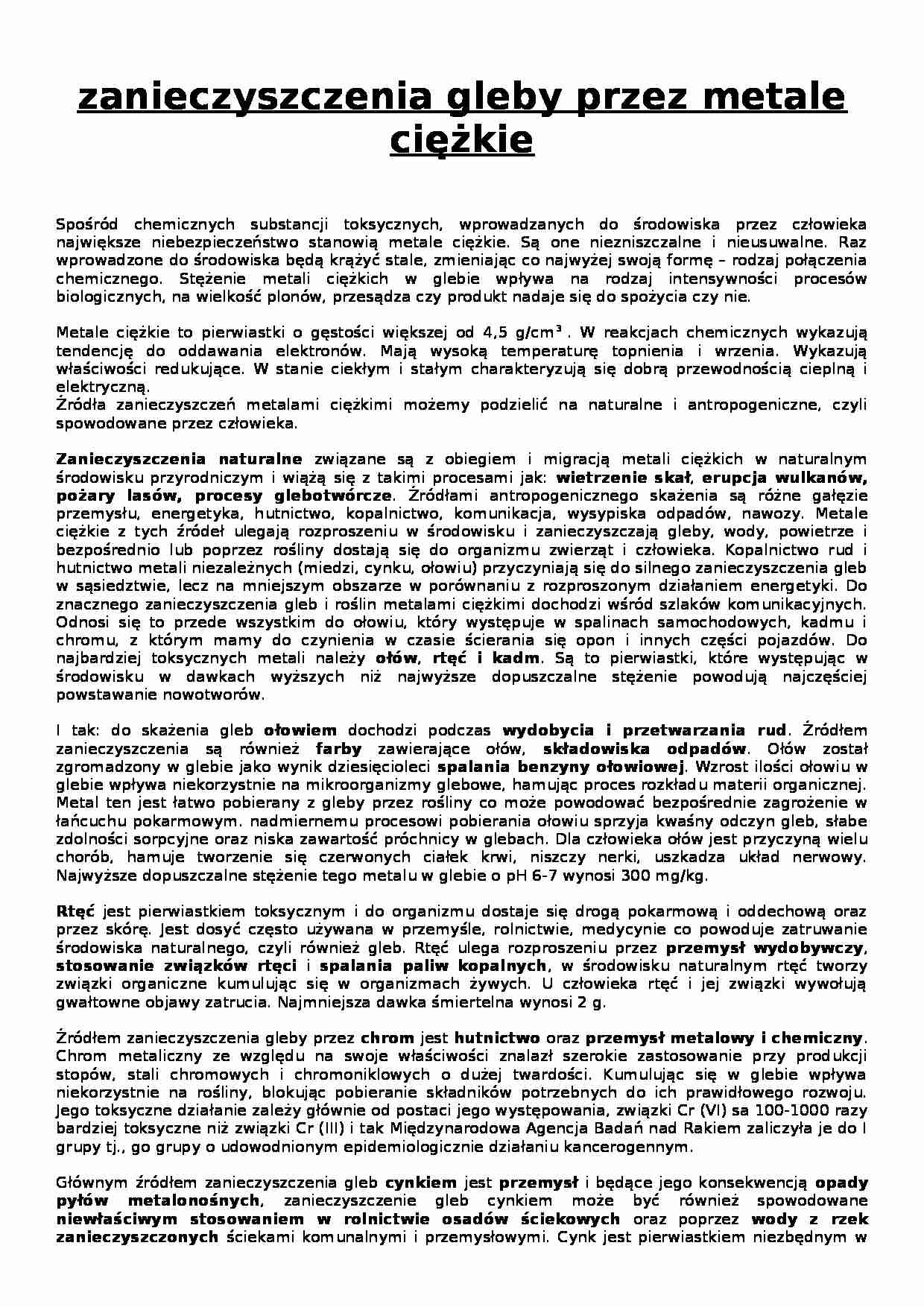 Zanieczyszczenia gleby przez metale ciężkie - strona 1