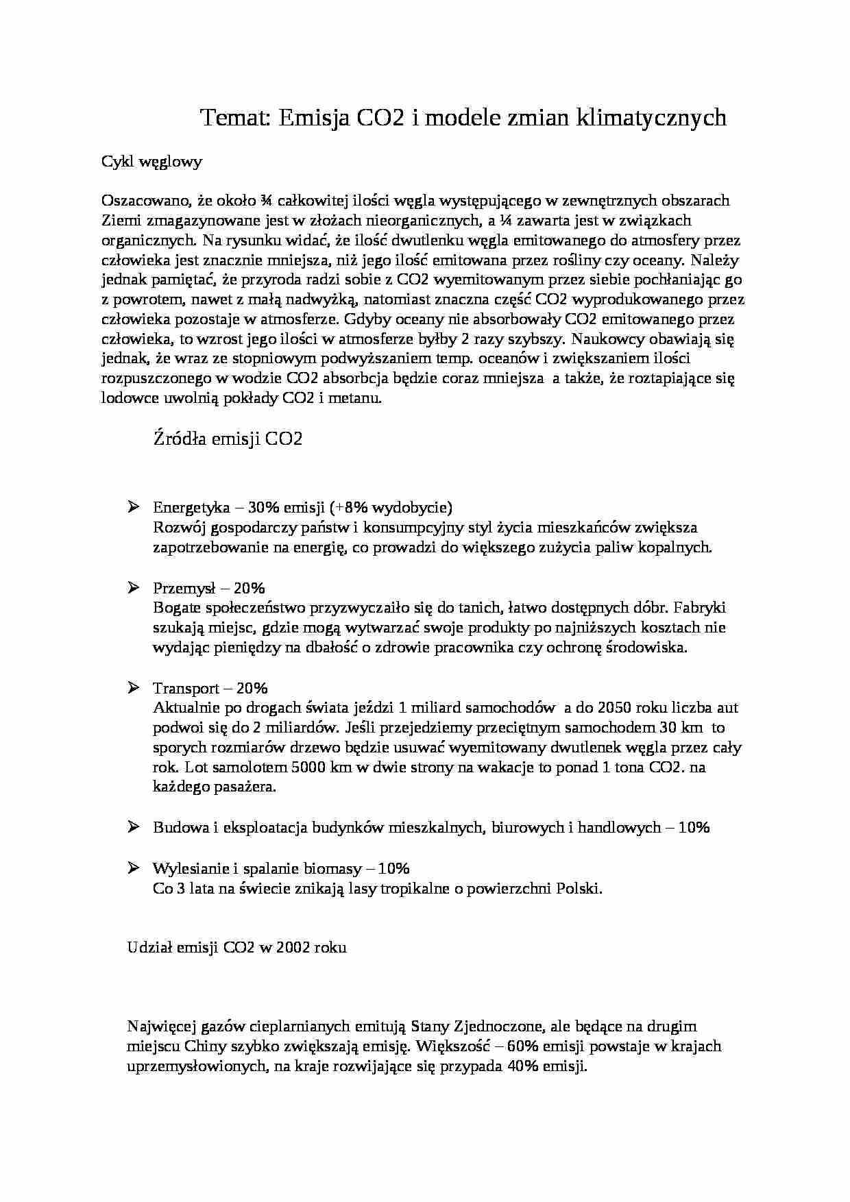 Emisja CO2 i modele zmian klimatycznych - Cykl węglowy - strona 1
