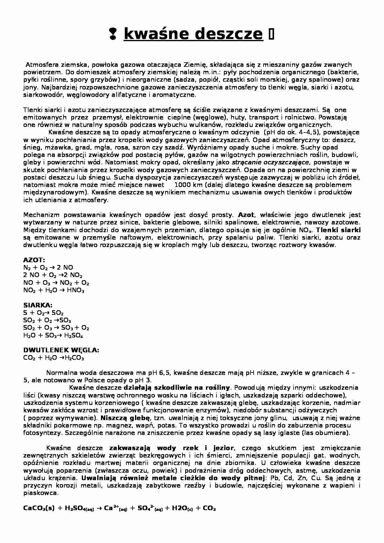 Kwaśne deszcze- Azot - strona 1