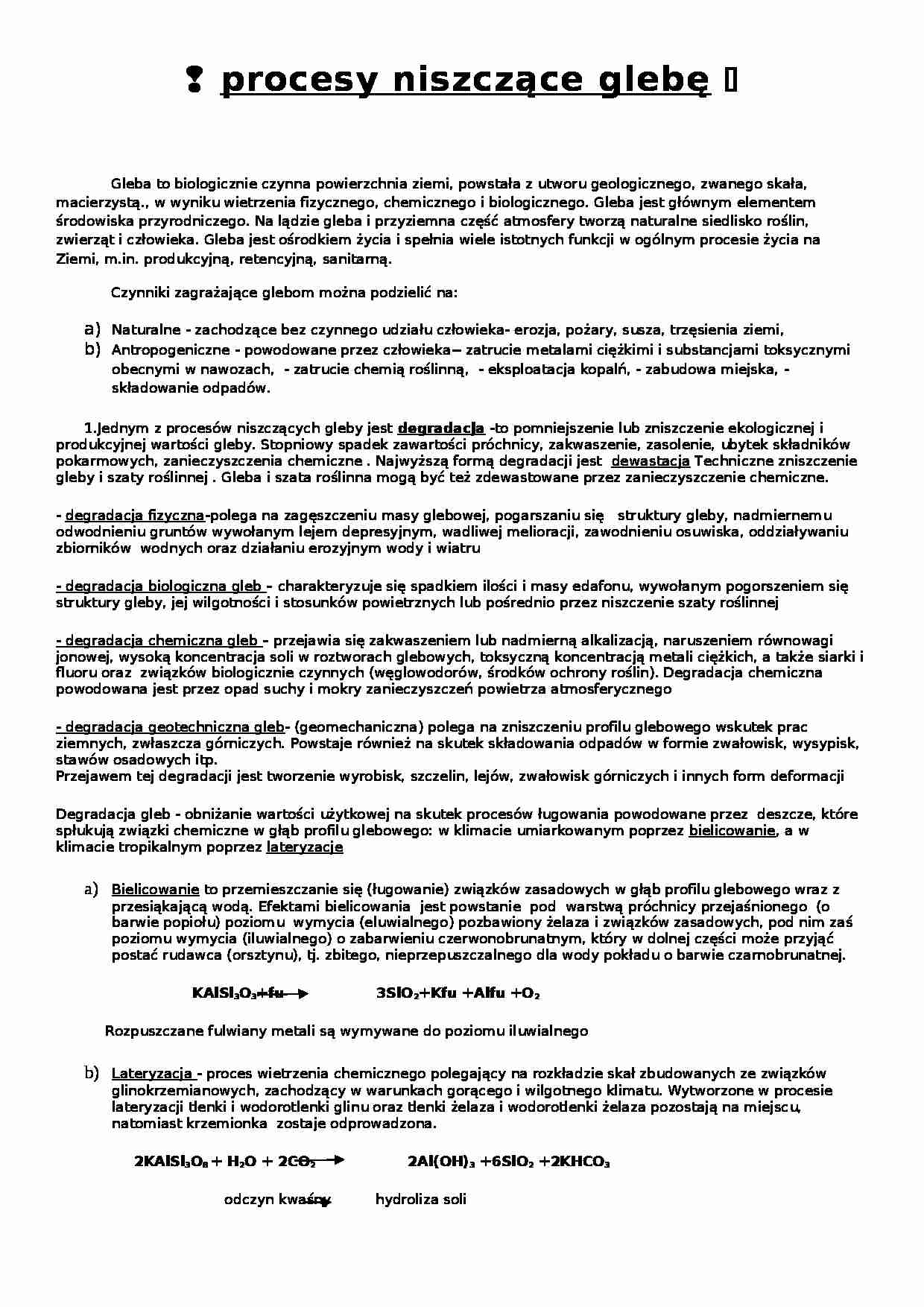 Procesy niszczące glebe - strona 1