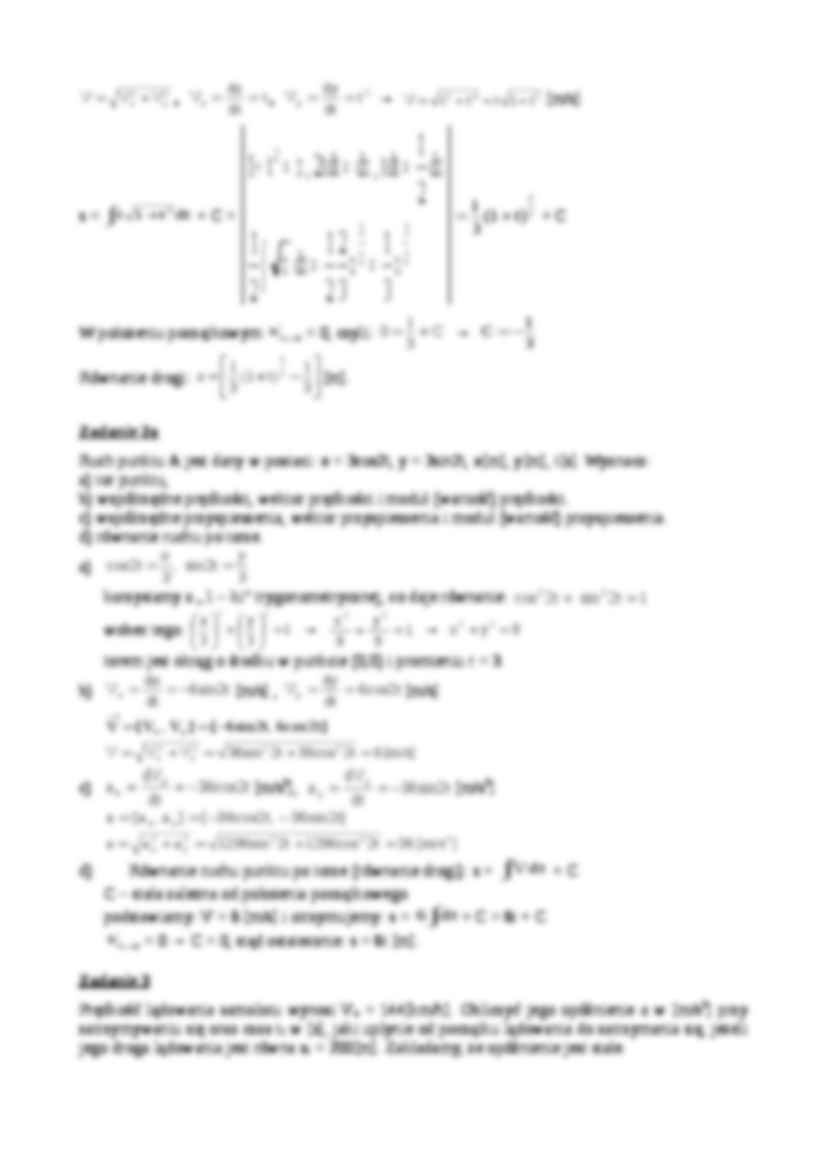 Kinematyka punktu - zadania - strona 2