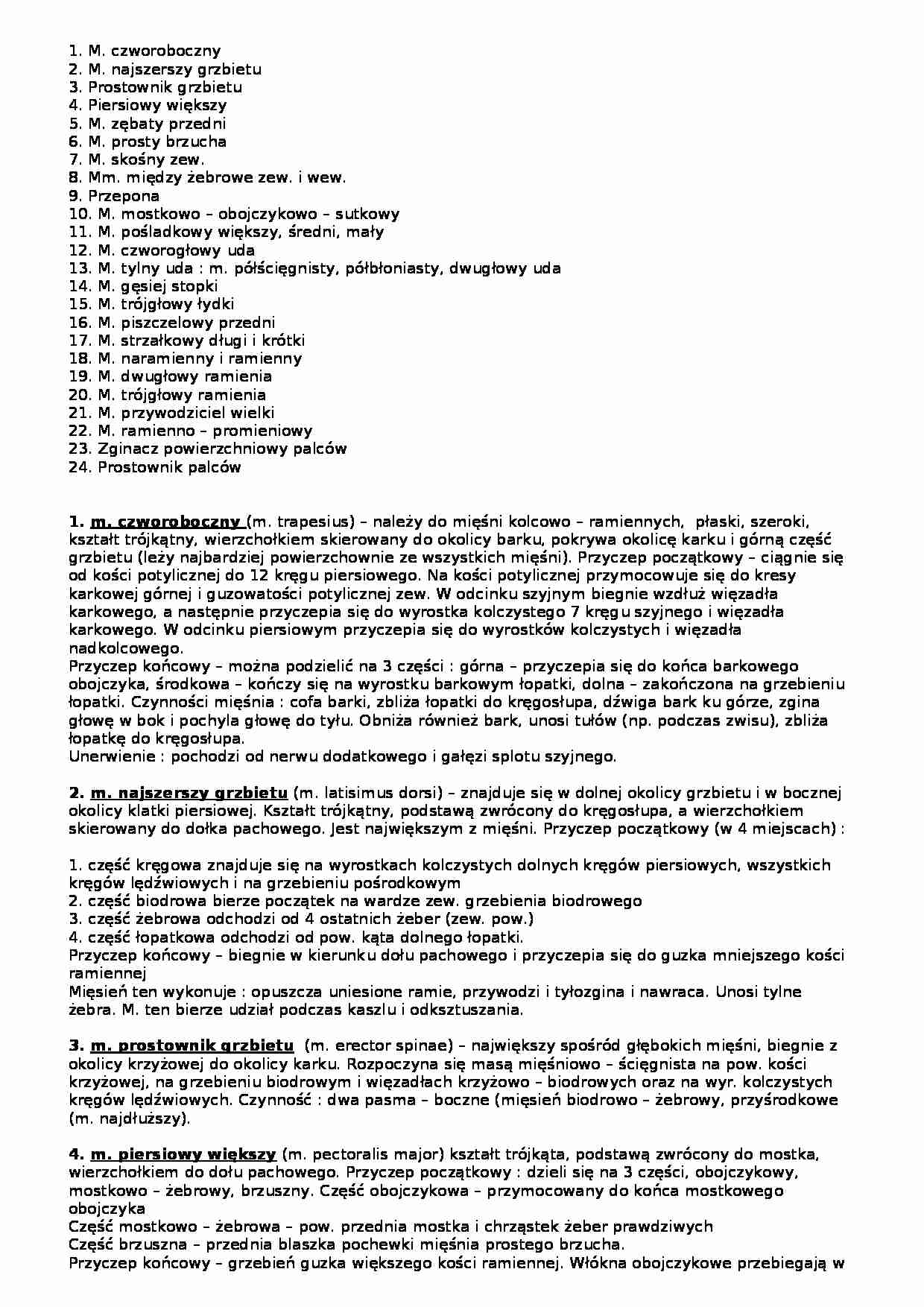 Opracowane -pytania na kolkwium z mięśni - strona 1