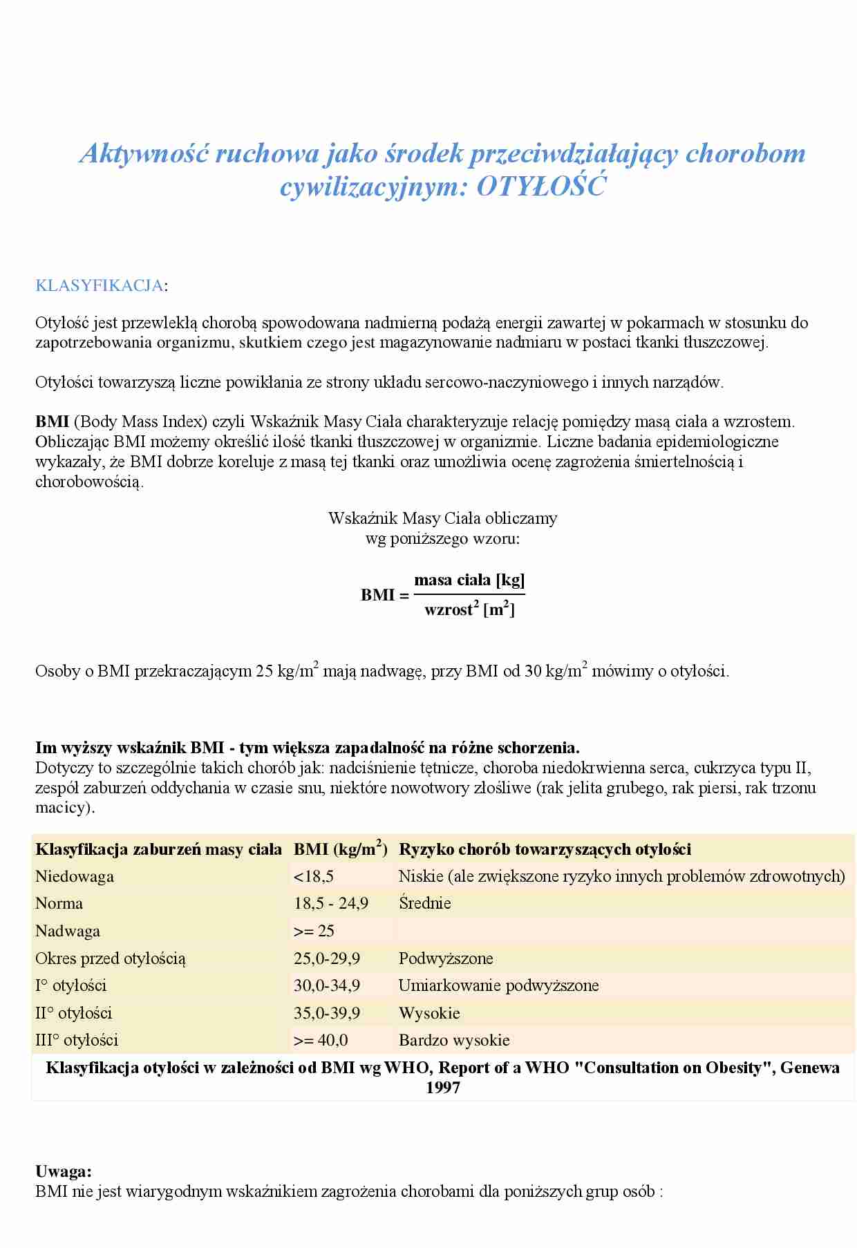 Aktywność fizyczna jako środek przeciwdziałający chorobom cywilizacyjnym -otyłść - strona 1