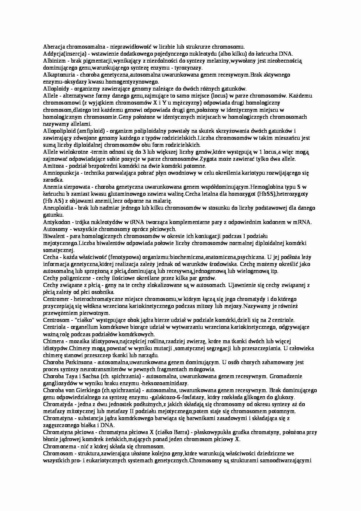 Genetyka najważniejsze zagadnienia - strona 1