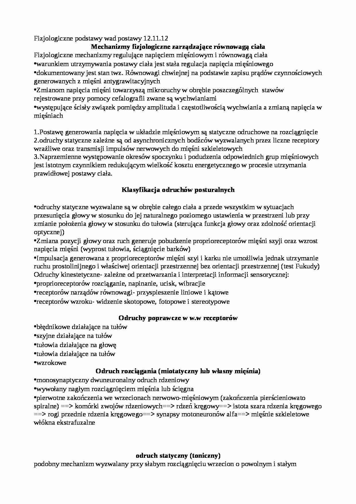 Mechanizmy fizjologiczne zarządzające równowagą ciała - strona 1