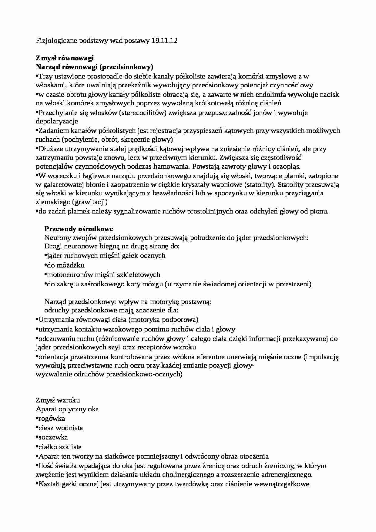 Zmysły odpowiedzialne za wady postawy - strona 1