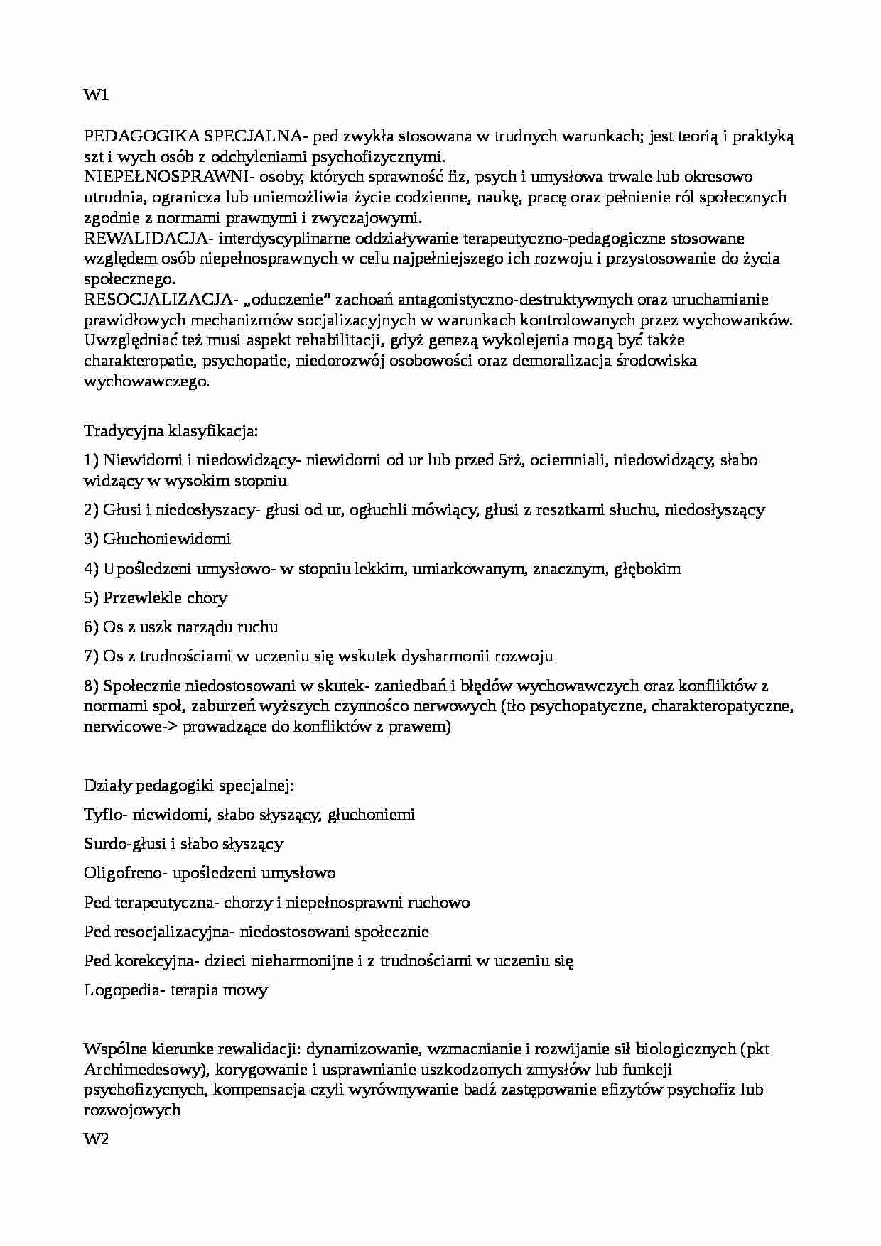 Pedagogika specjalna - strona 1