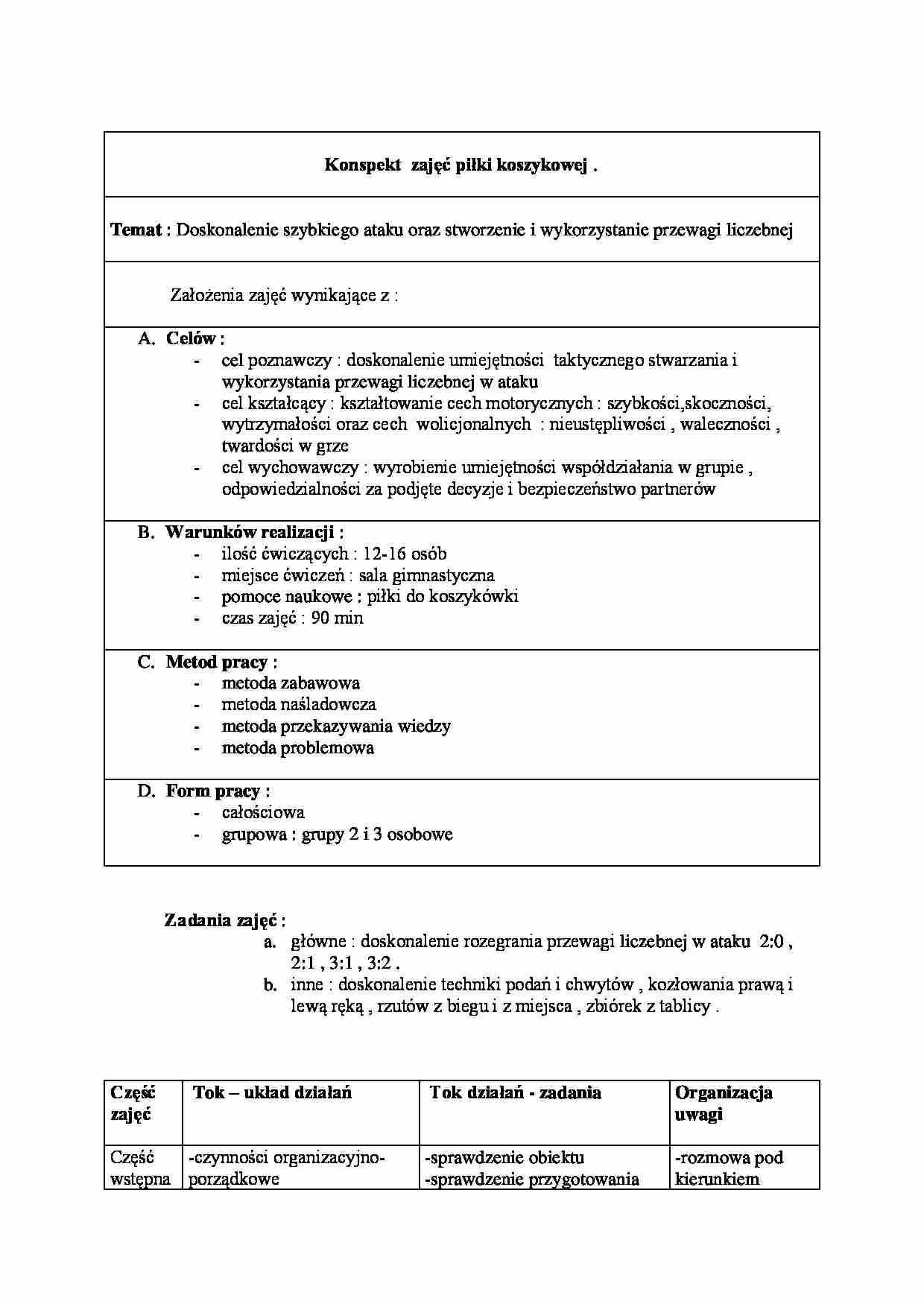 Konspekt Lekcji-doskonalenie szybkiego ataku oraz stworzenie i wykorzystanie przewagi_liczebnej - strona 1