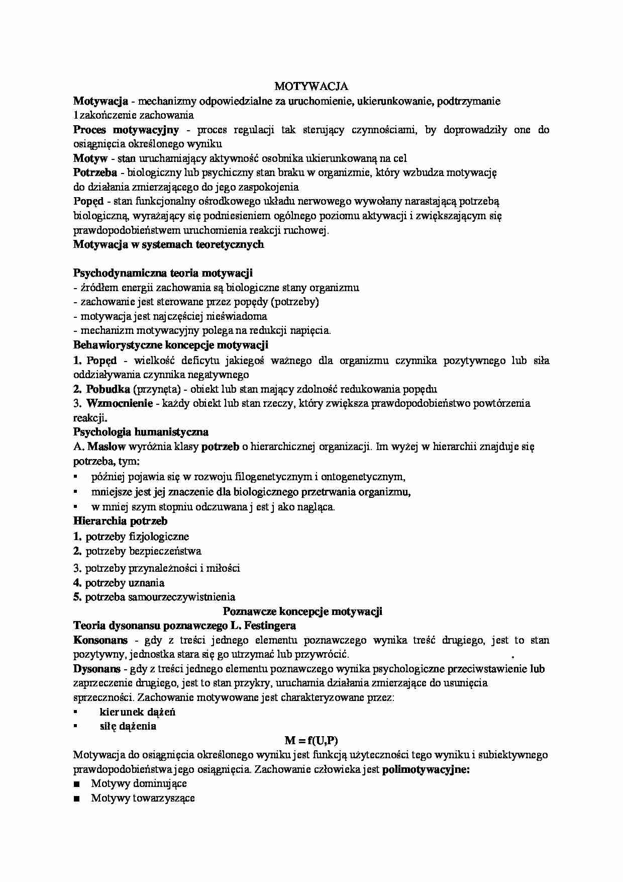 Motywacja - Psychologia humanistyczna - strona 1