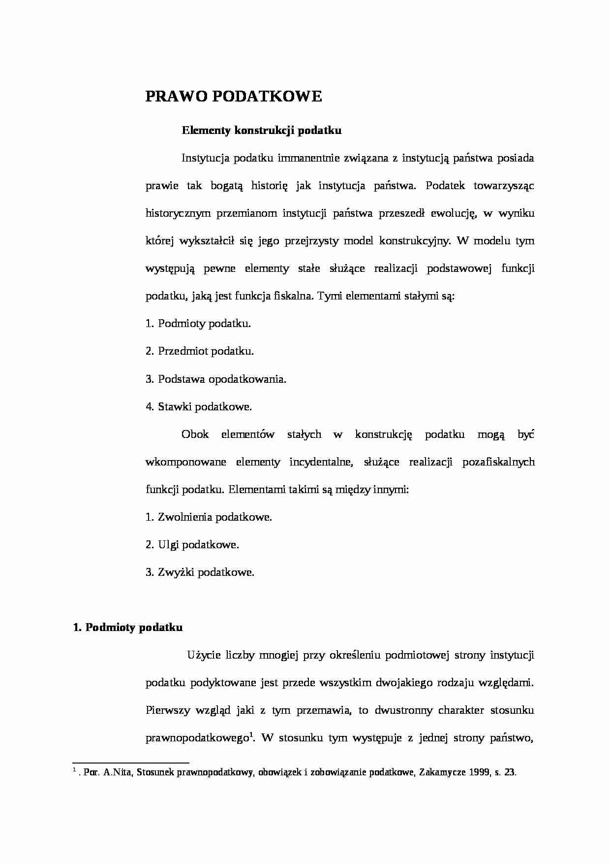 Elementy konstrukcji podatku - strona 1