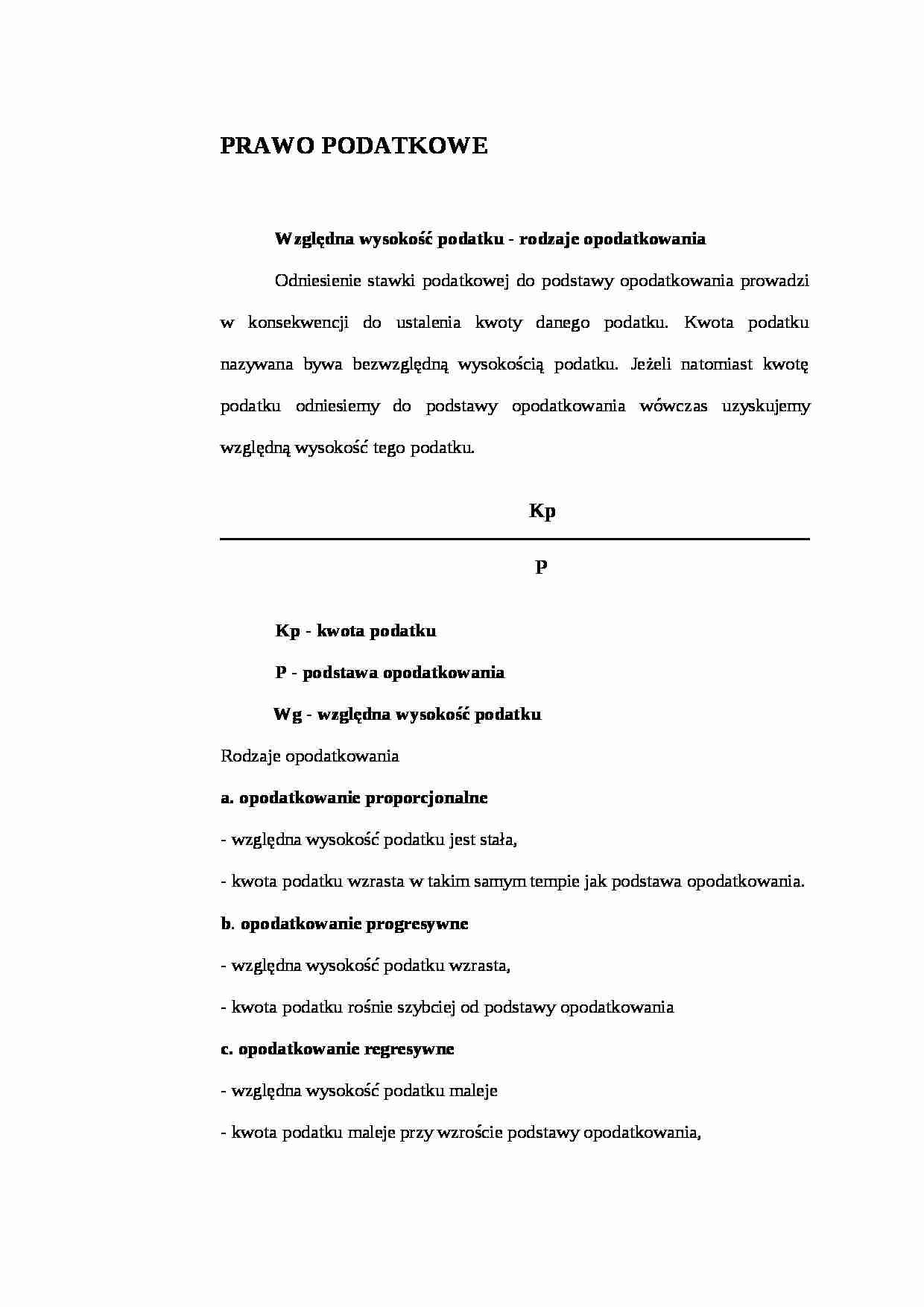Klasyfikacja podatków, rodzaje opodatkowania - strona 1
