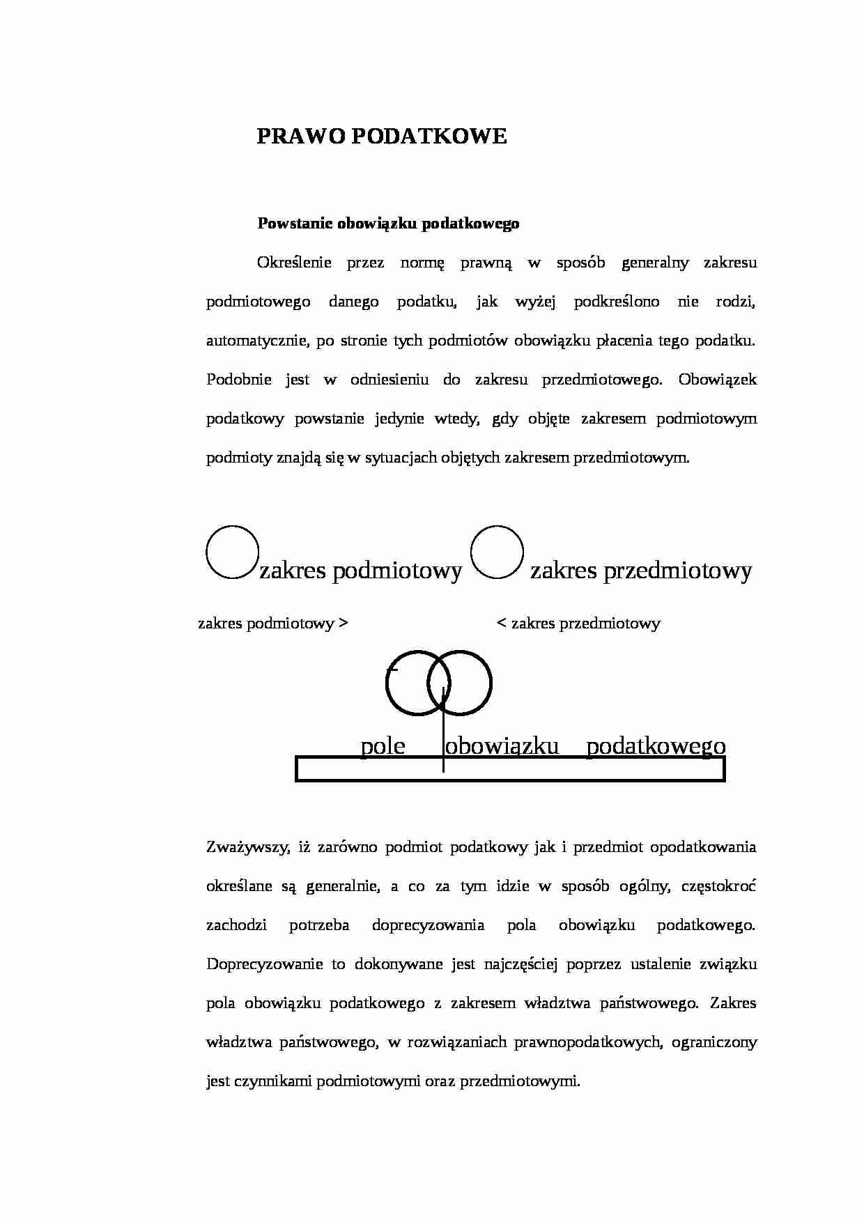 Powstanie obowiązku podatkowego - strona 1