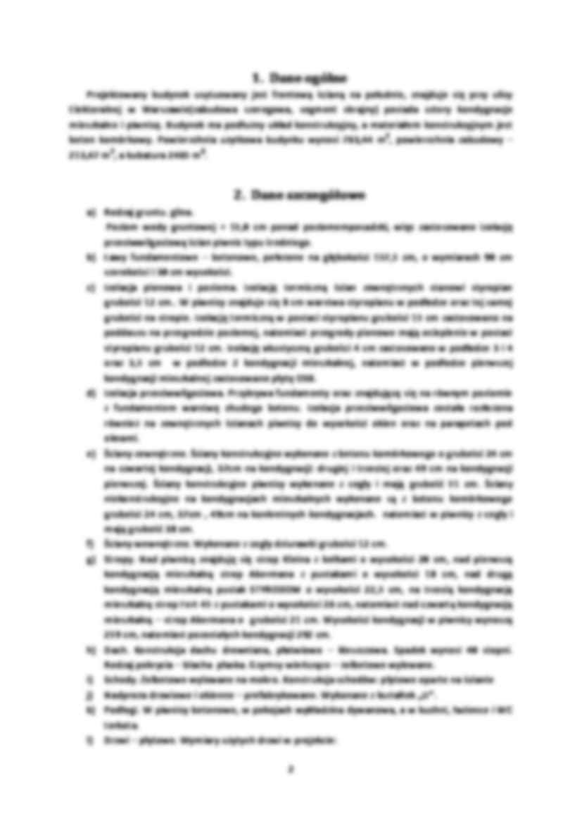 Opis techniczny budynku mieszkalnego czterokondygnacyjnego - strona 2