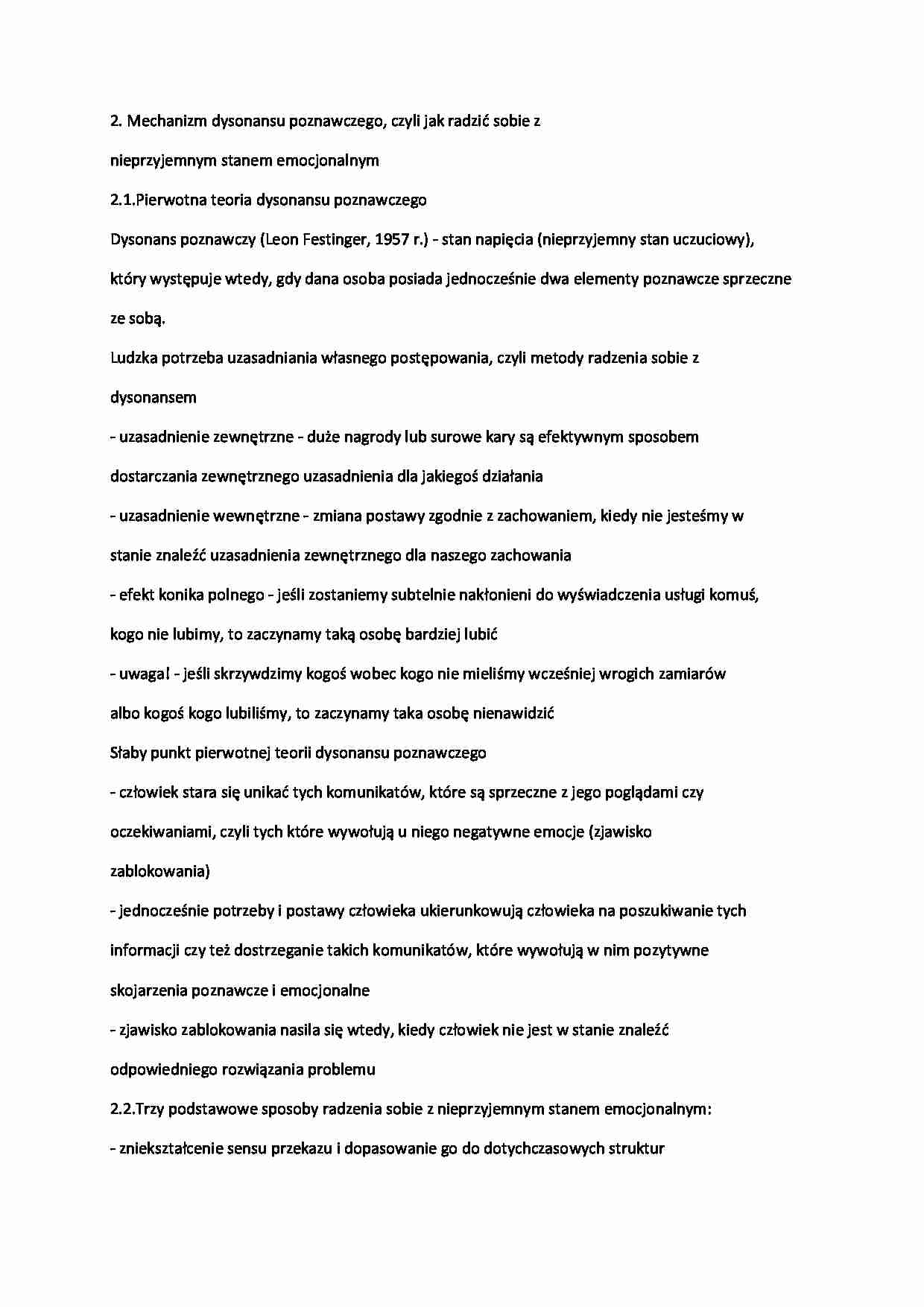 Mechanizmy desonansu poznawczego - strona 1