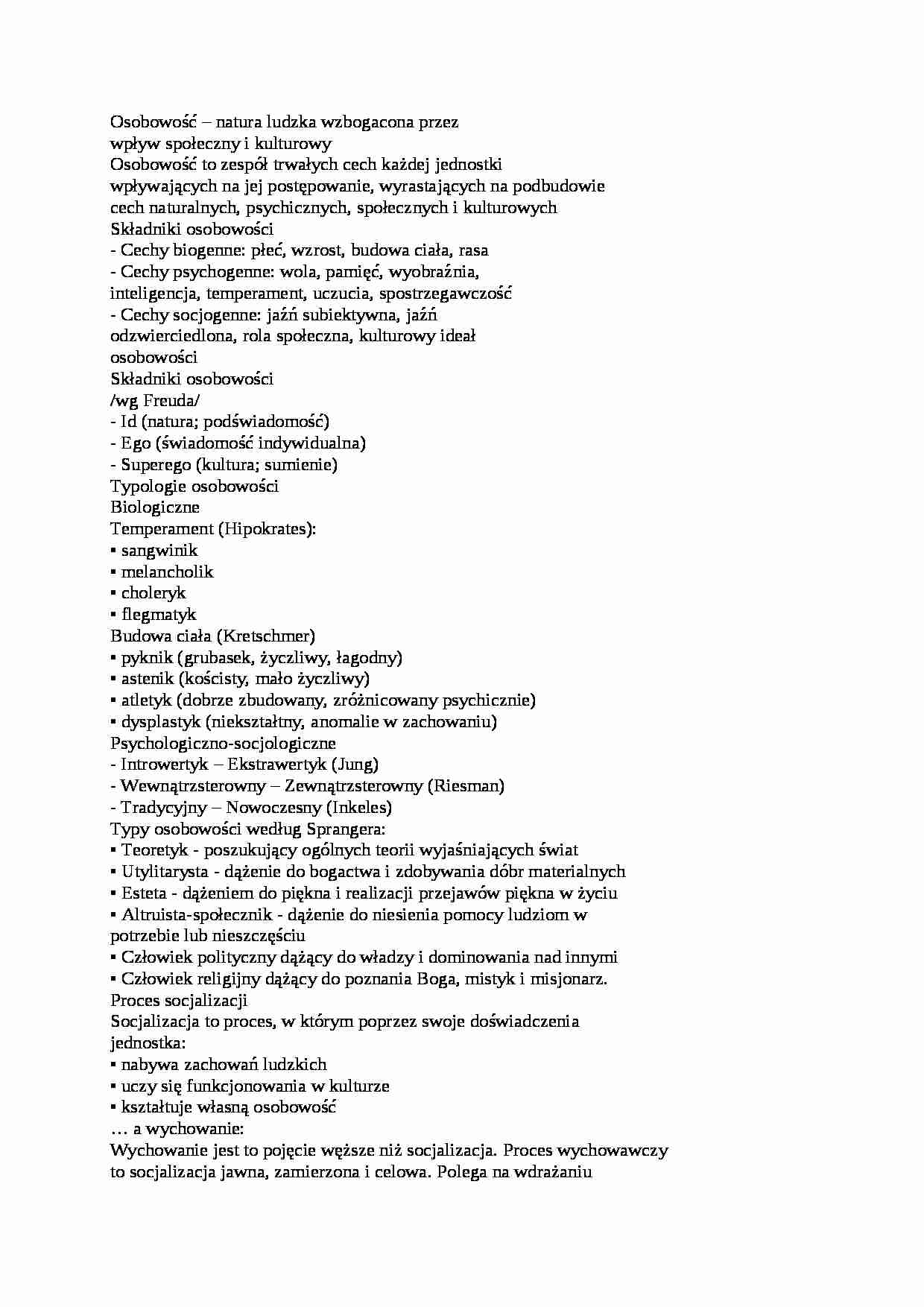 Osobowość-opracowanie tematu - strona 1