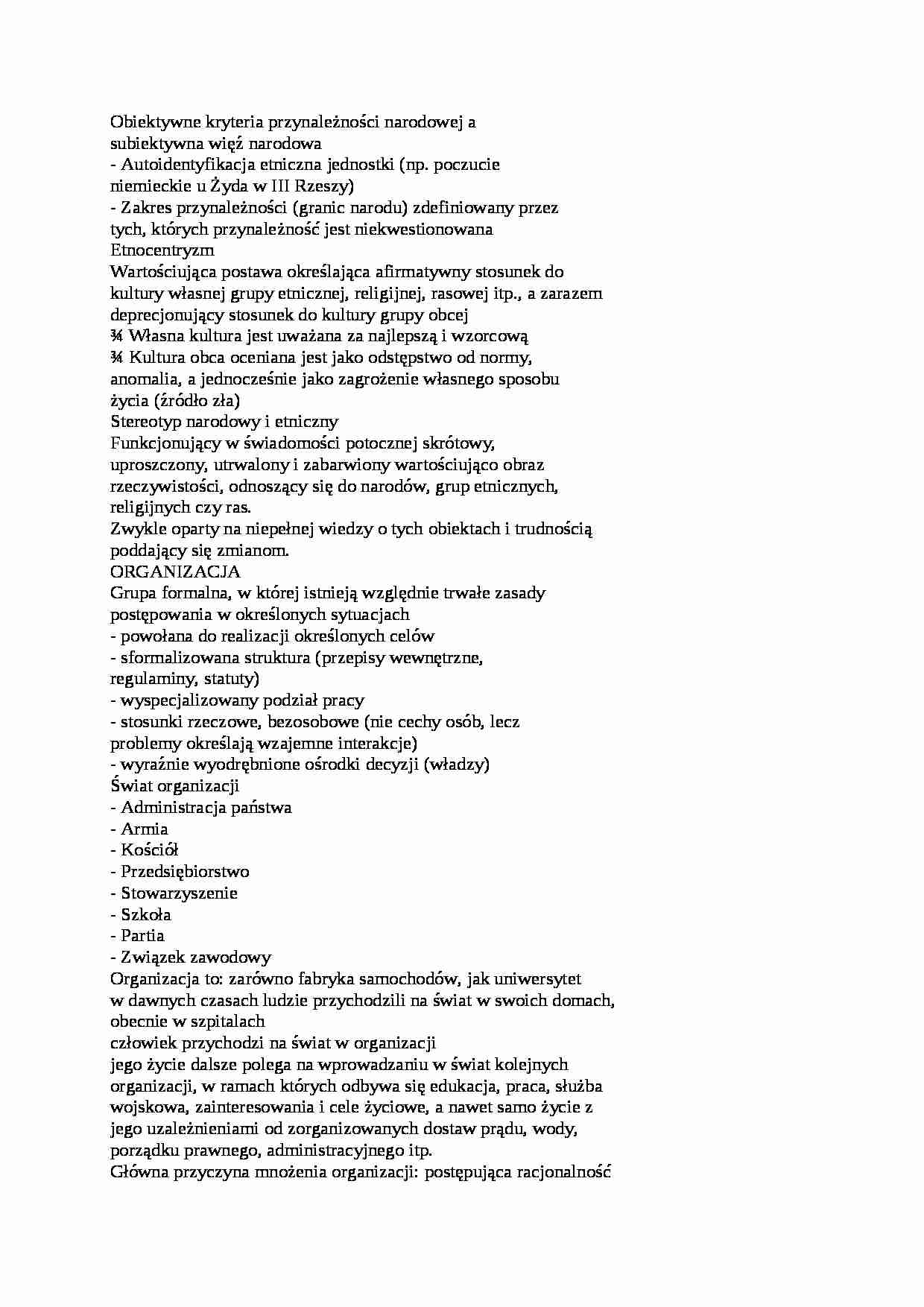 Narodowość, organizacja, biurokracja-pojęcia - strona 1