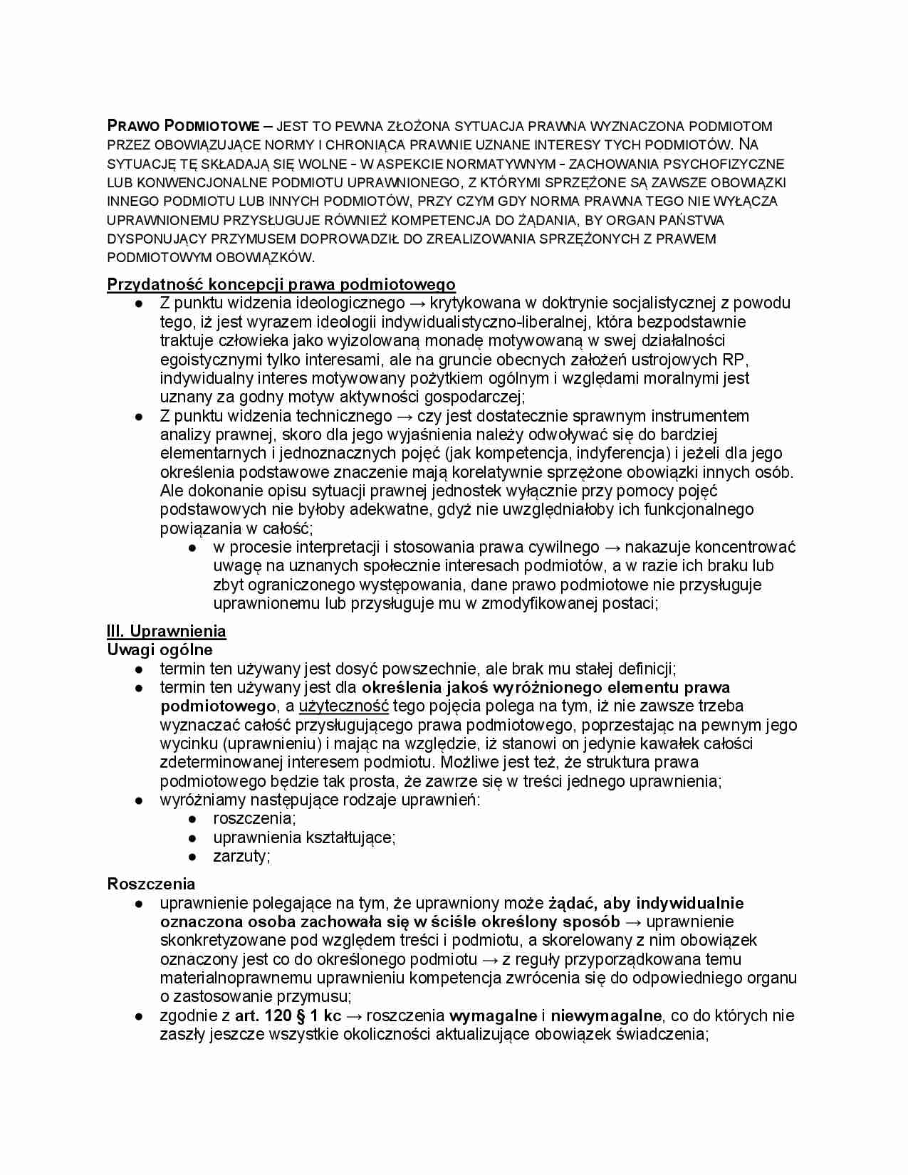 Prawo podmiotowe i uprawnienia - strona 1