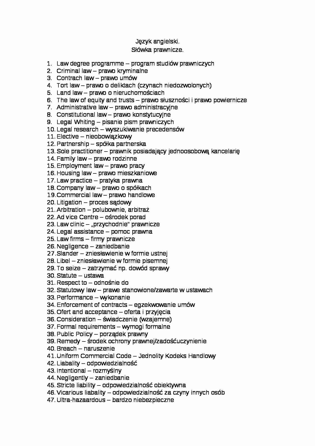 Słówka prawnicze - strona 1