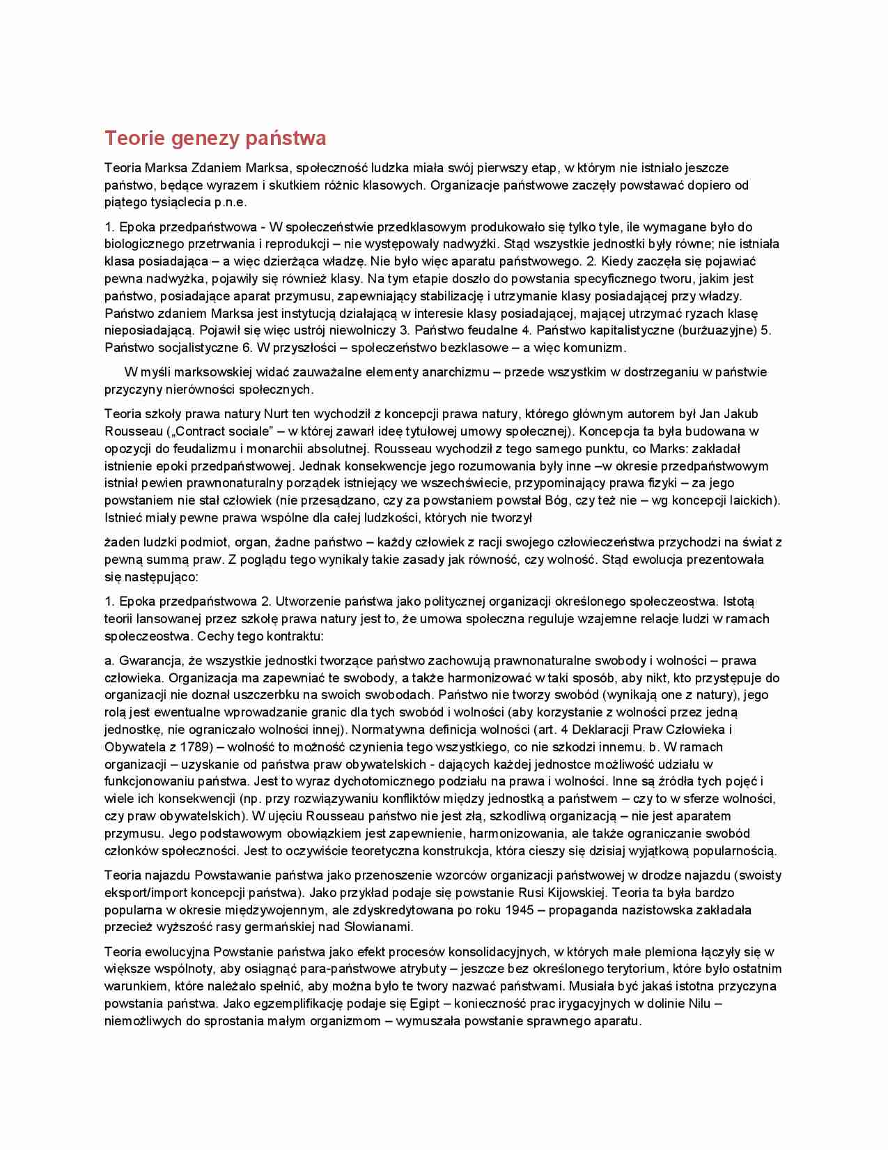 Teorie genezy panstwa - strona 1