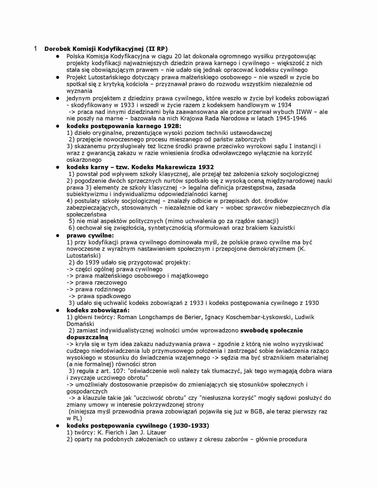 Dorobek Komisji Kodyfikacyjnej , kodeksy - strona 1