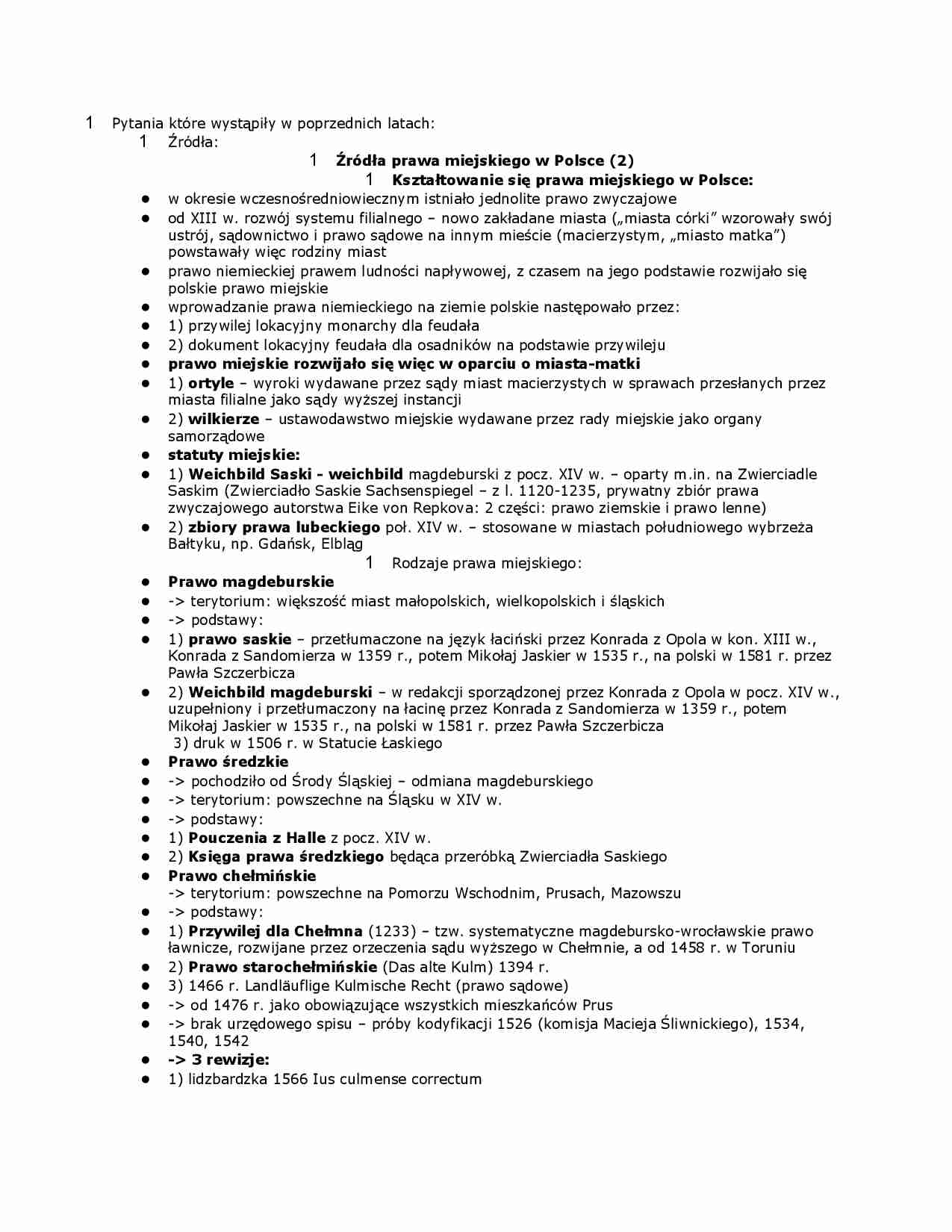 Kształtowanie się prawa miejskiego w Polsce - strona 1