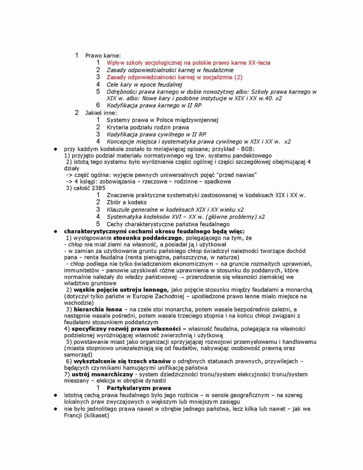 Okres feudalny i partykularyzm prawa - strona 1