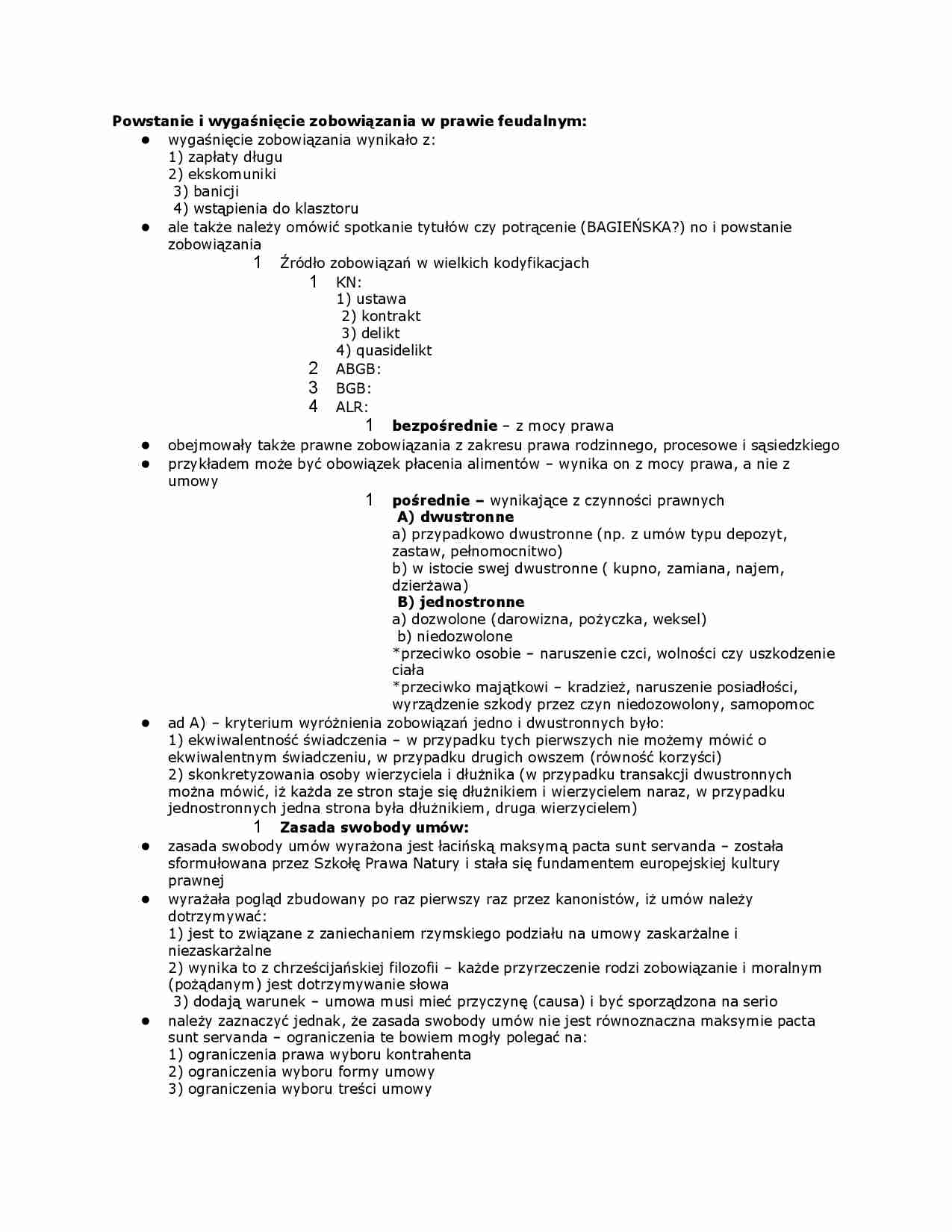 Powstanie i wygaśnięcie zobowiązania w prawie feudalnym - strona 1