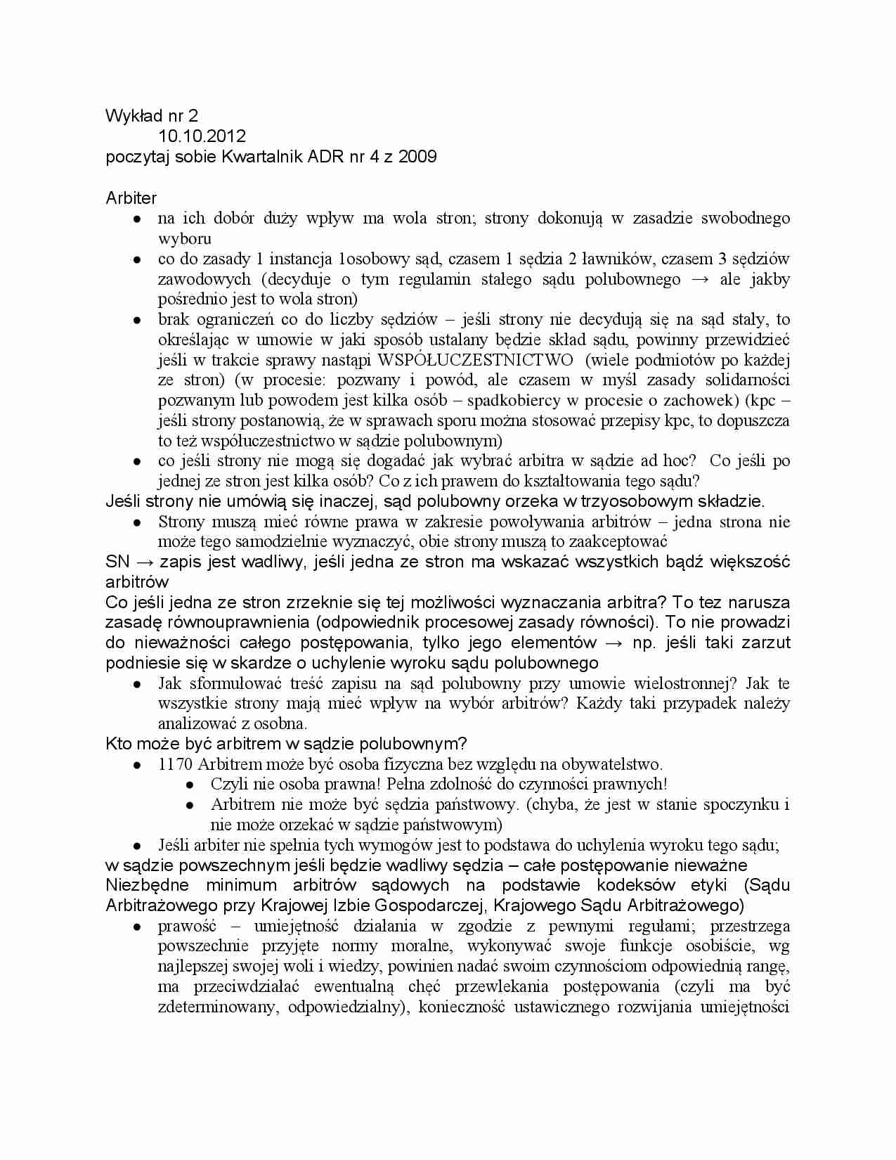 Arbiter - opracowanie zagadnień - strona 1