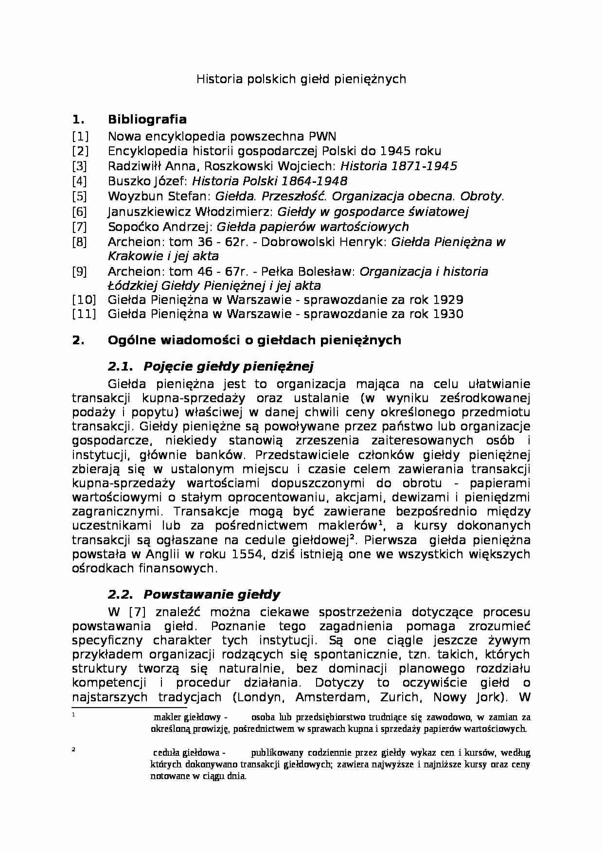 Historia polskich giełd pieniężnych - strona 1