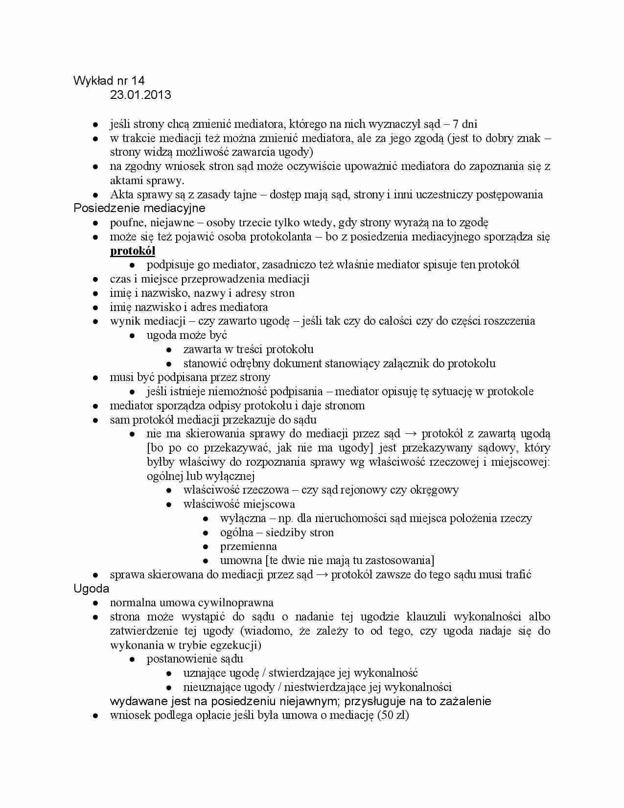 Mediacje - opracowanie zagadnień - strona 1