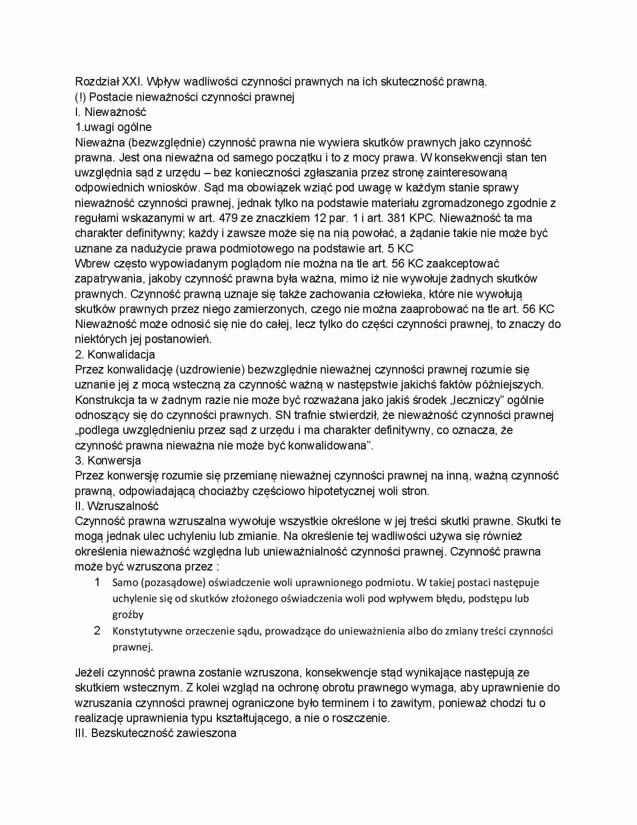 Wpływ wadliwości czynności prawnych na ich skuteczność prawną - strona 1