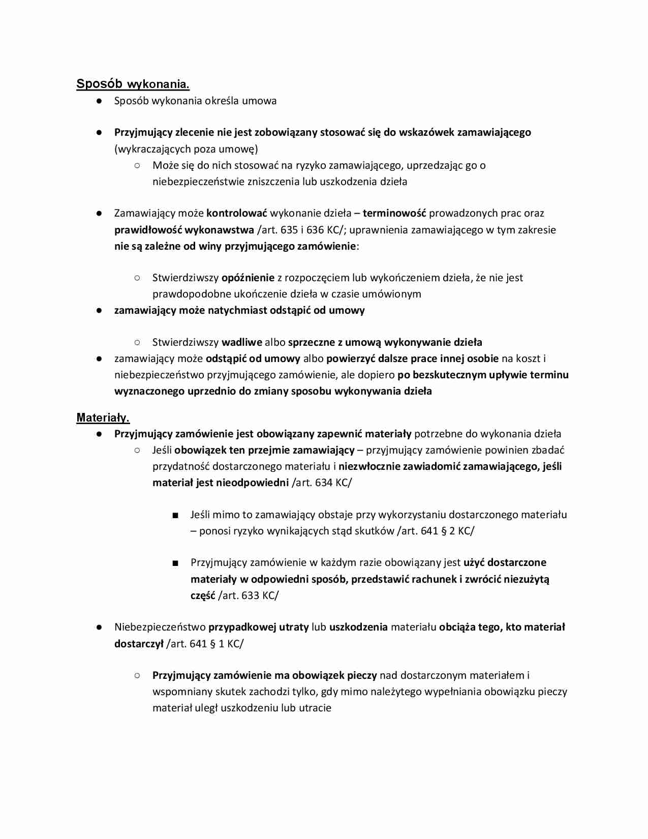 Umowa o dzielo - sposób wykonania - strona 1