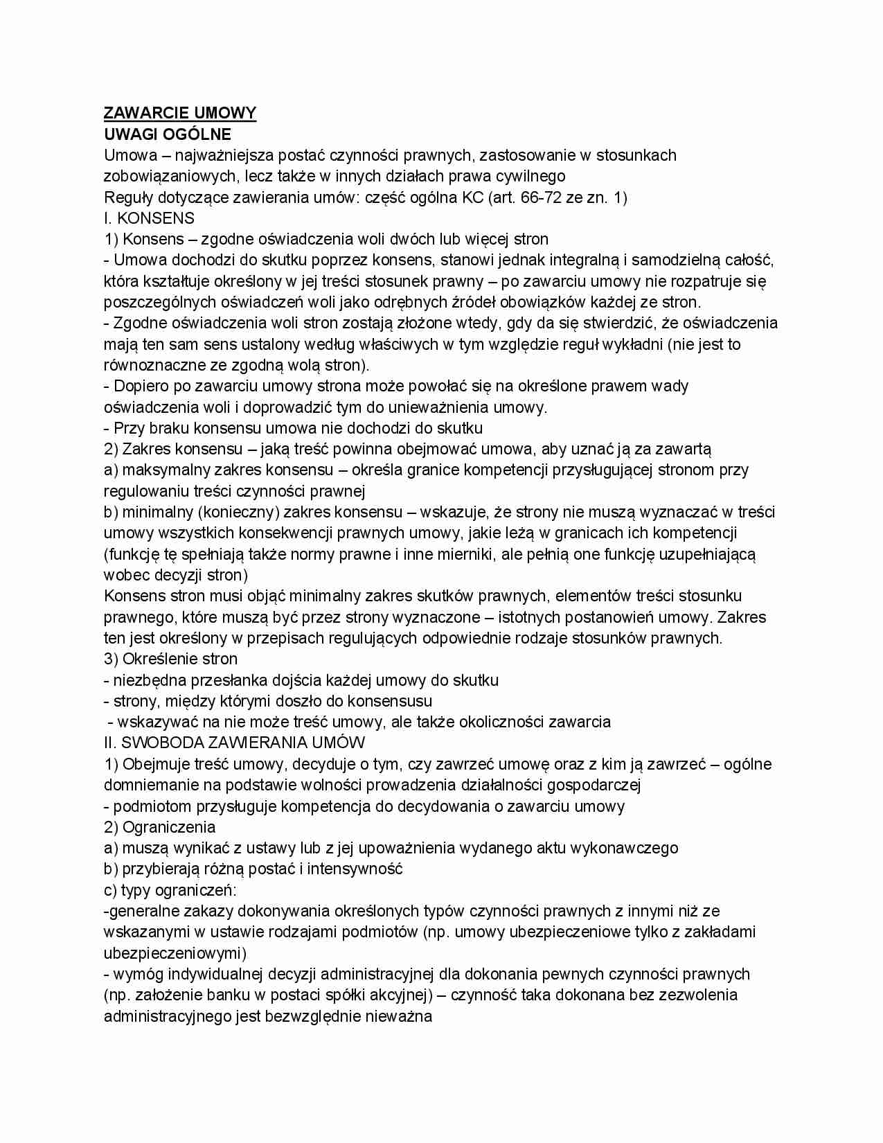 Zawarcie umowy - omówienie - strona 1