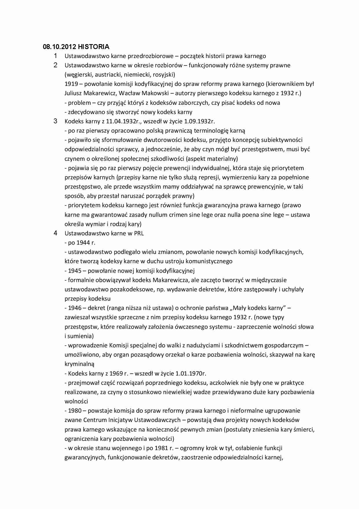 Historia prawa karnego - wykład - strona 1